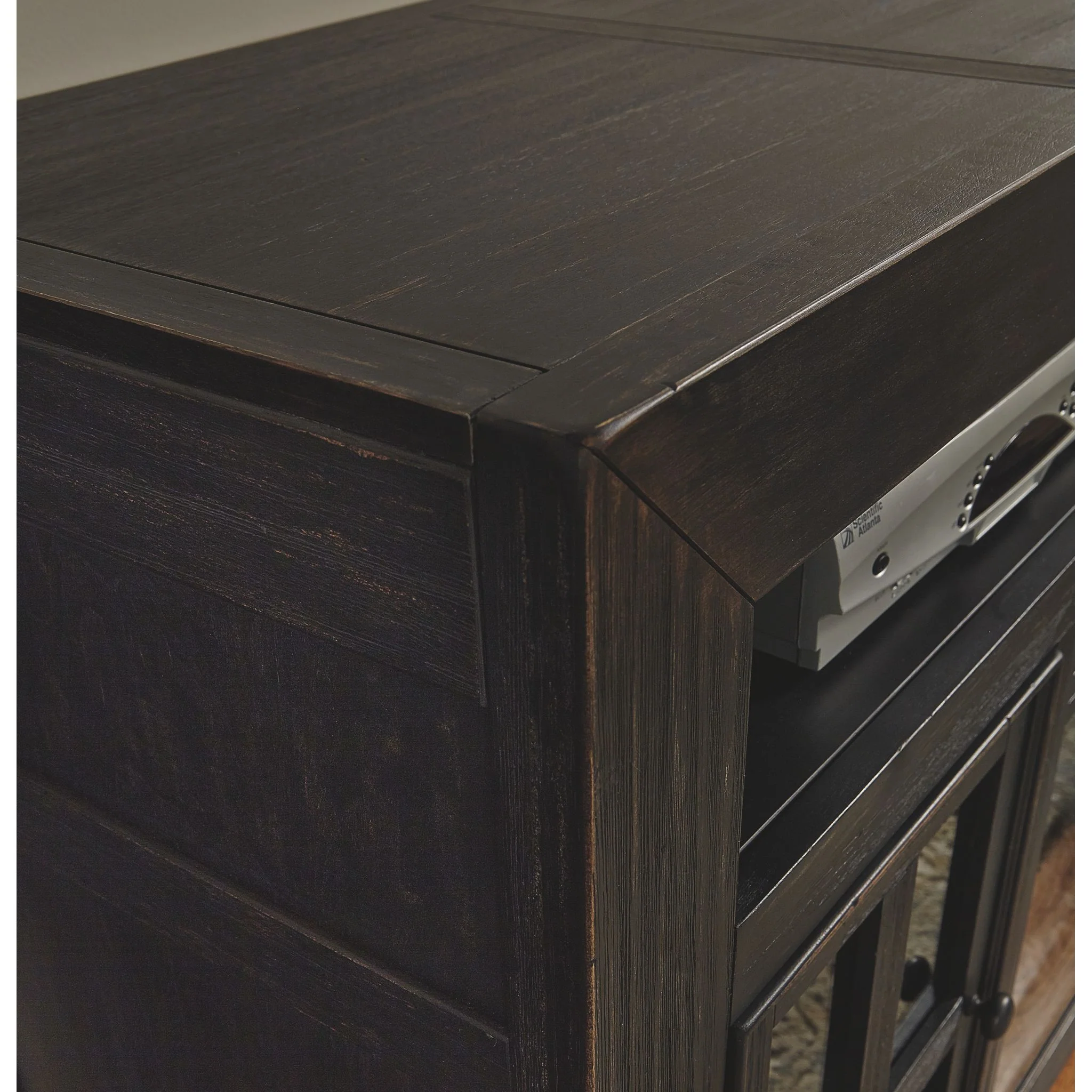 Gavelston TV Stand with Glass Stone Fireplace - Image 3