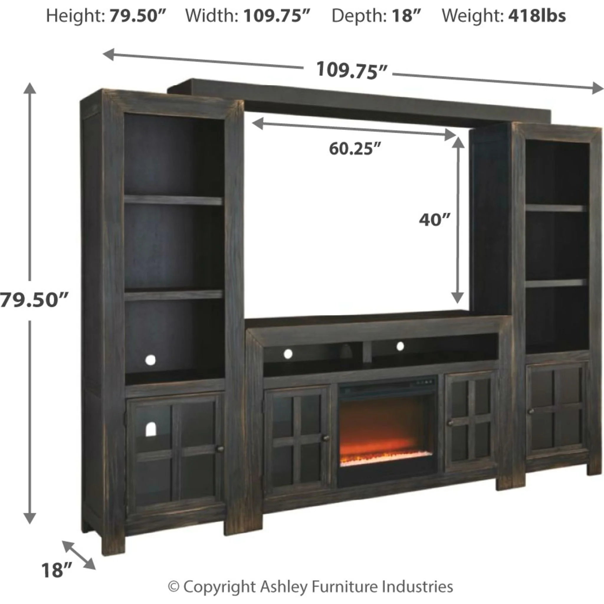 Gavelston Wall Unit with Fireplace Insert - Image 9
