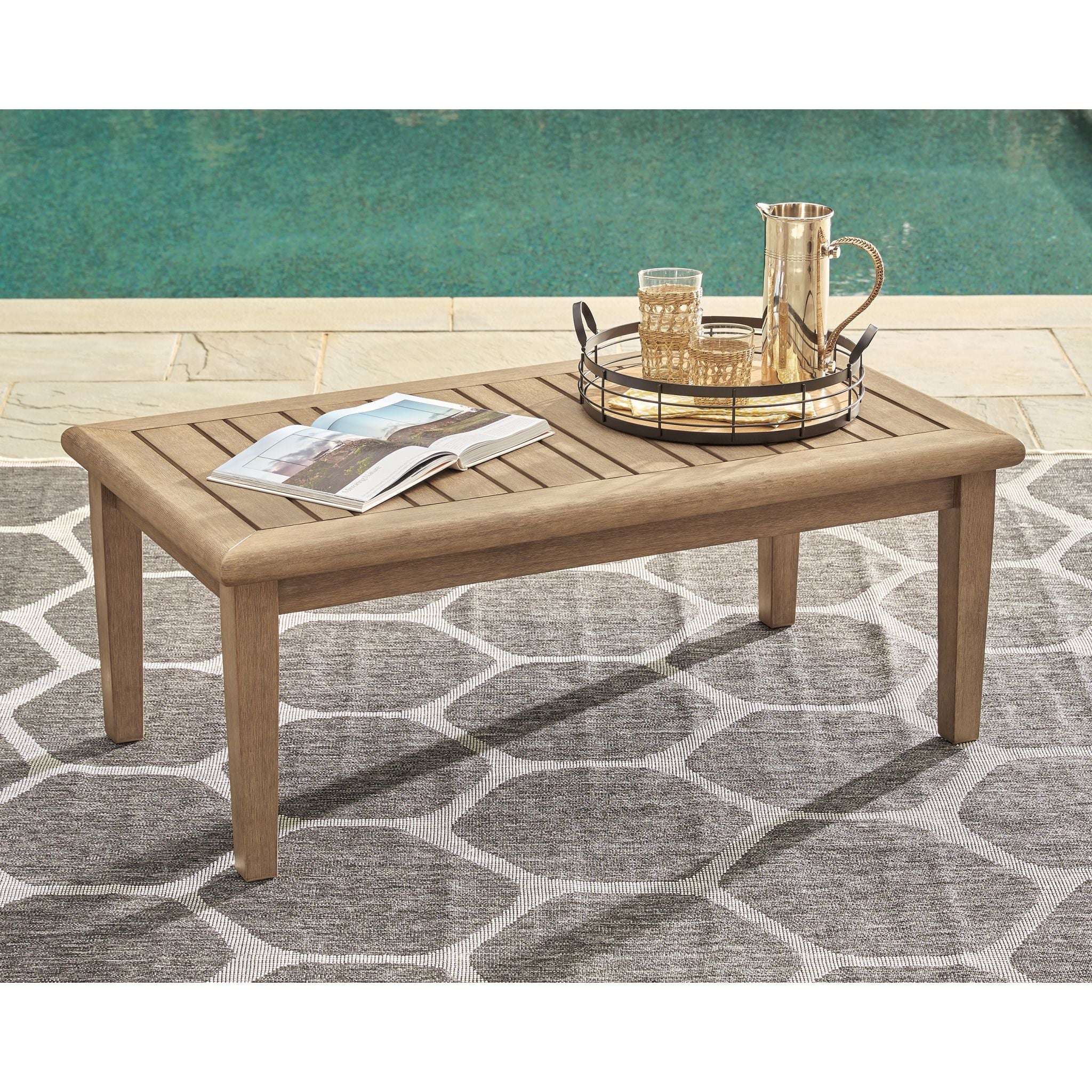 Gerianne Outdoor Rectangle Cocktail Table - Image 2