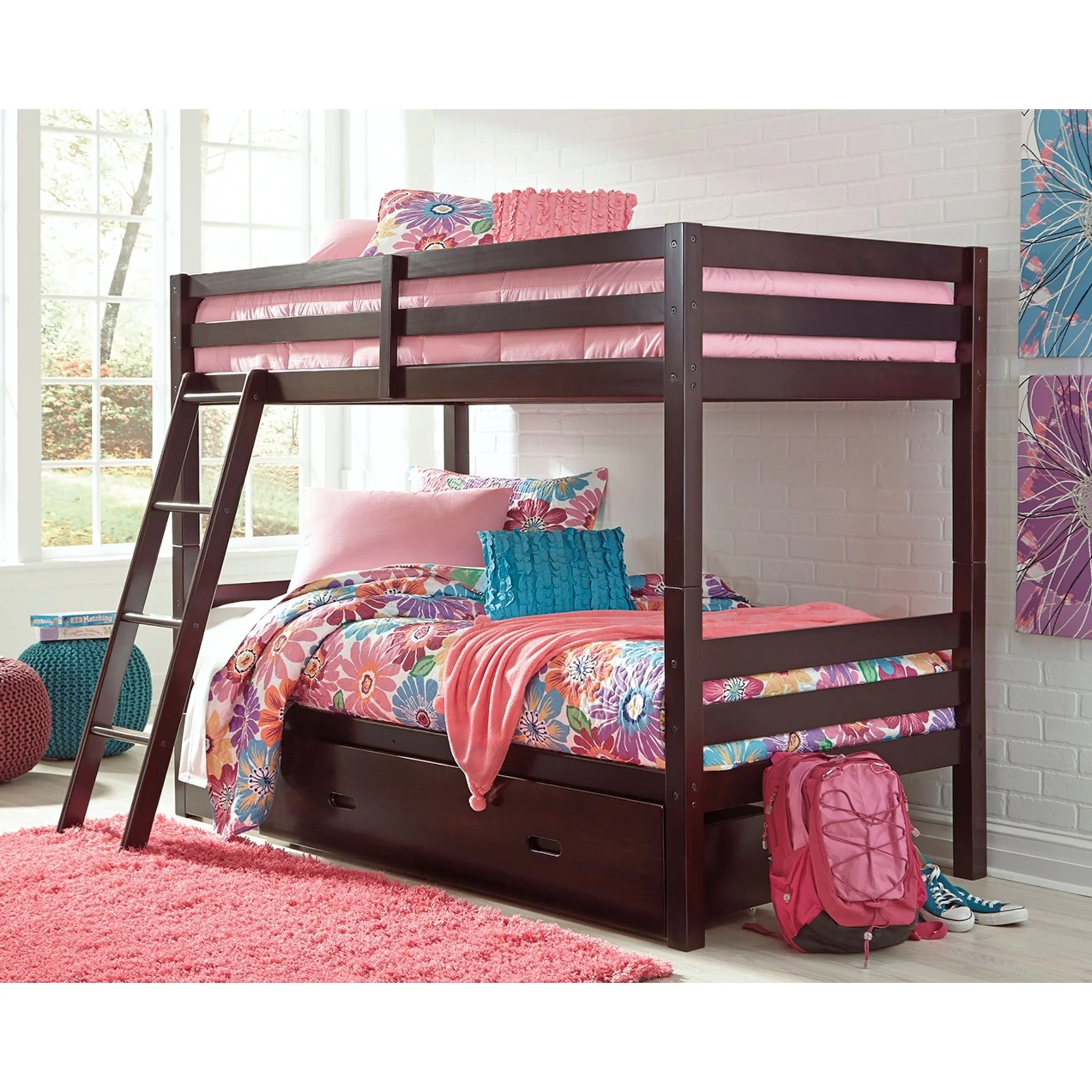 Halanton Twin/Twin Bunk Bed with Storage - Image 2
