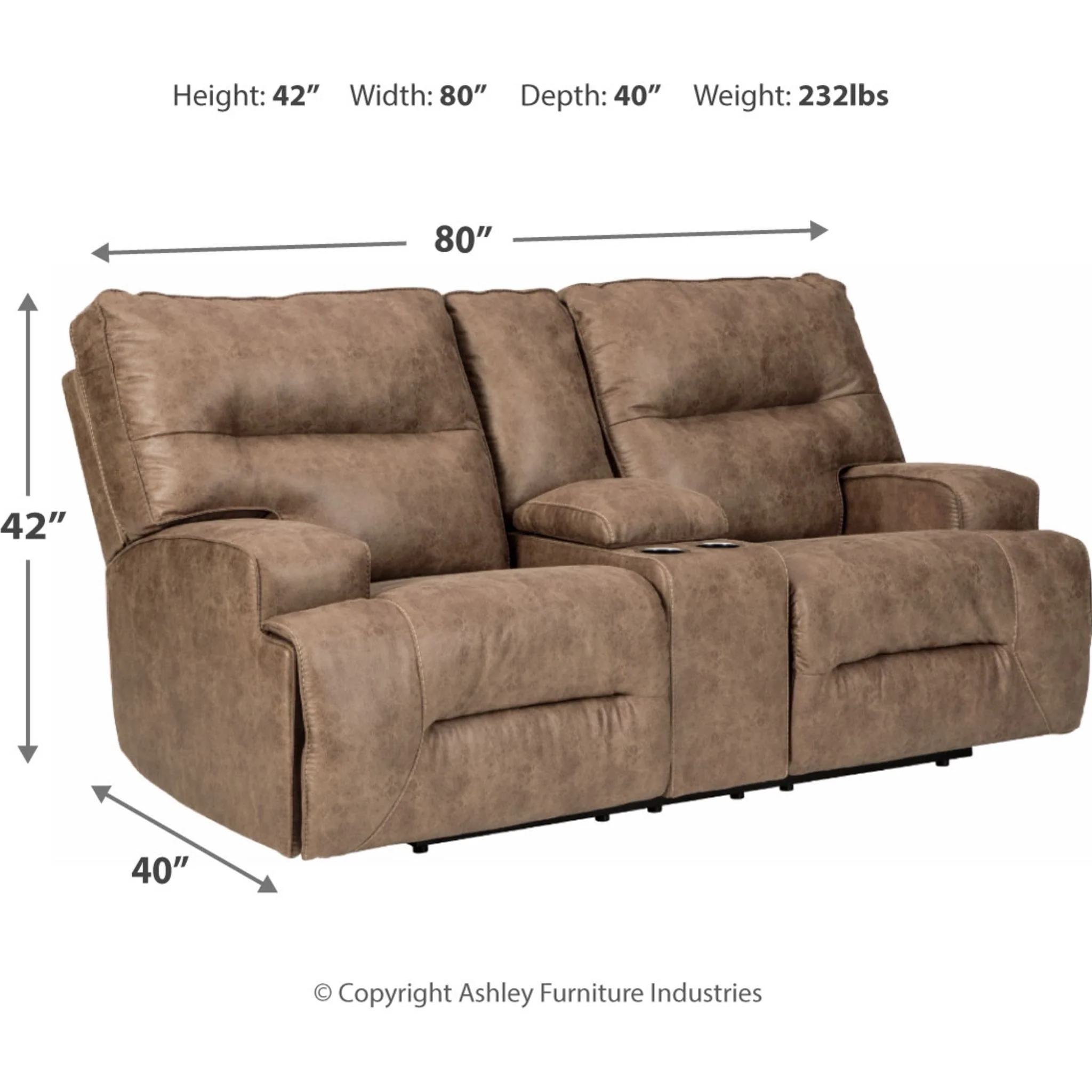Hazenburg-Exclusive Reclining Loveseat with Console - Image 4