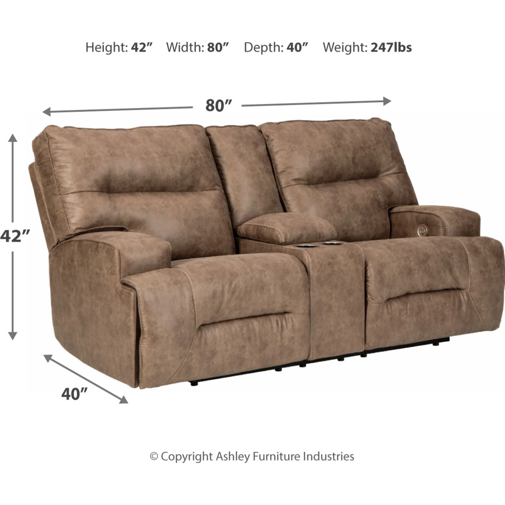 Hazenburg-Exclusive Reclining Power Loveseat with Console - Image 4