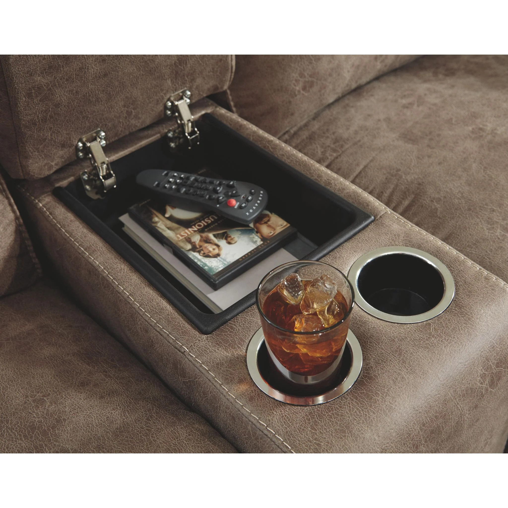 Hazenburg-Exclusive Reclining Power Loveseat with Console - Image 5