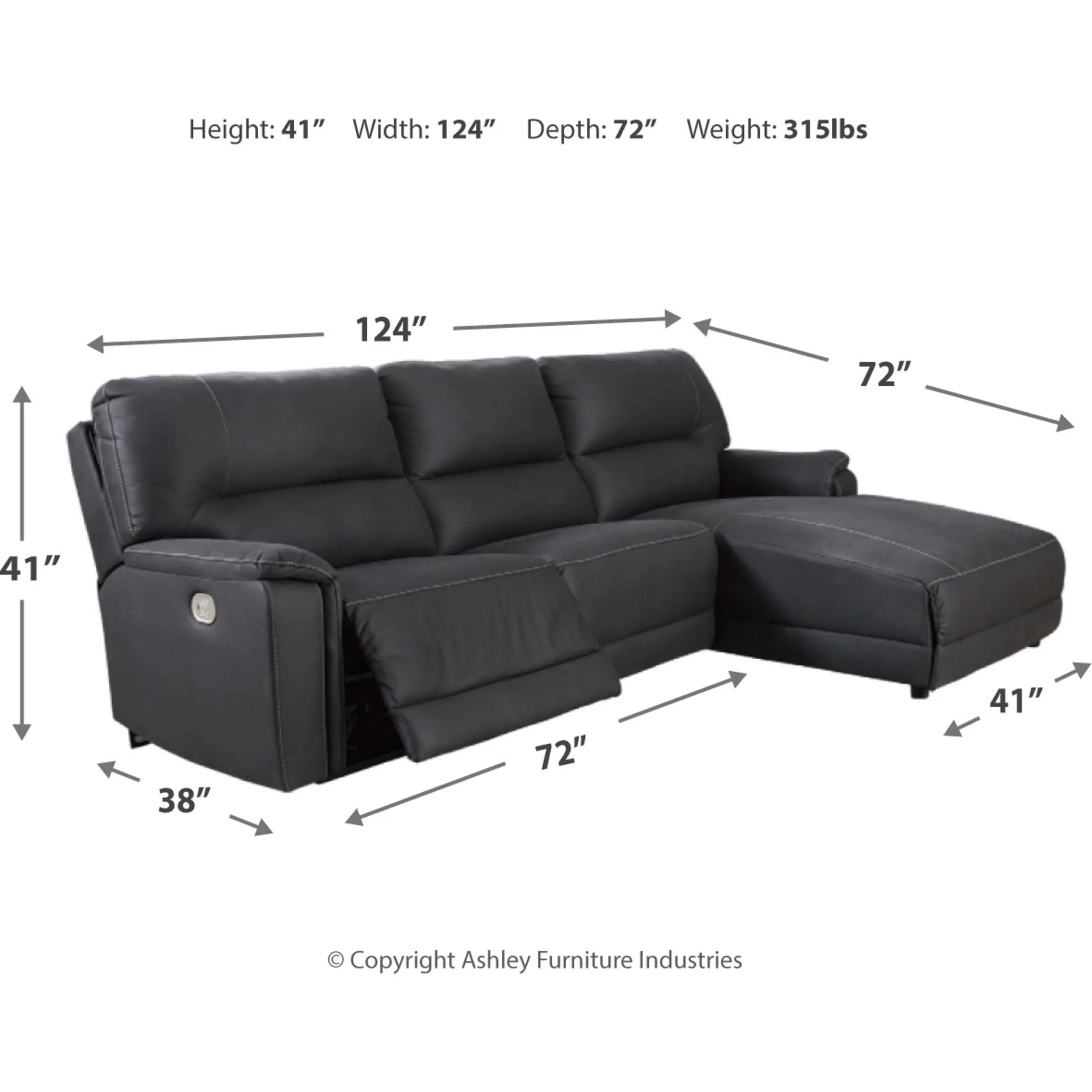 Henefer 3 Piece Power Reclining Sofa Chaise - Image 9