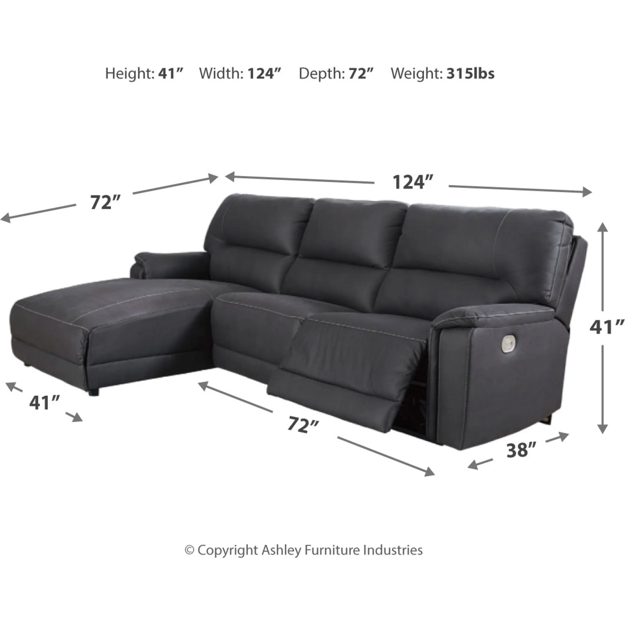 Henefer 3 Piece Power Reclining Sofa Chaise - Image 8