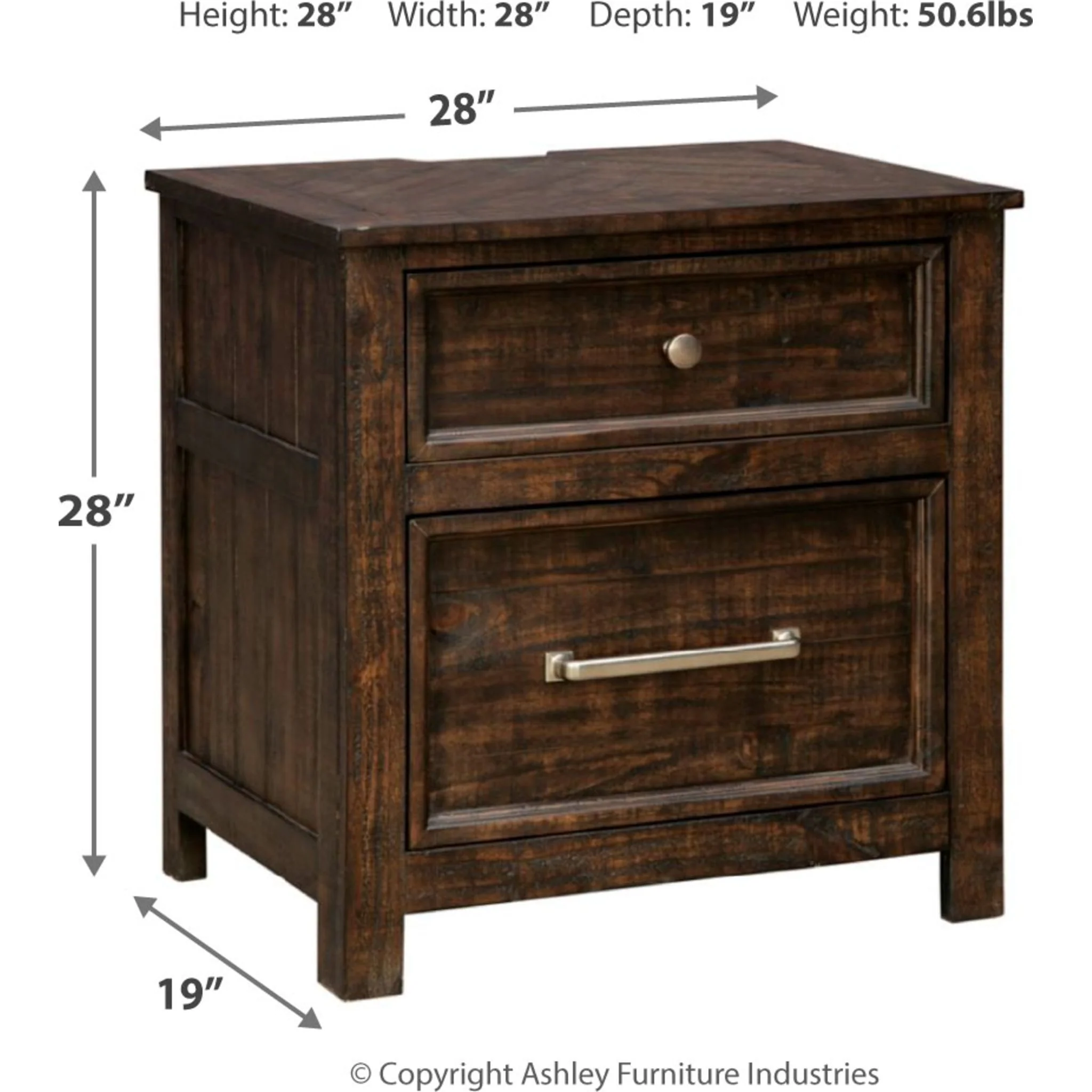 Hillcott- EXCLUSIVE Two Drawer Nightstand - Image 4