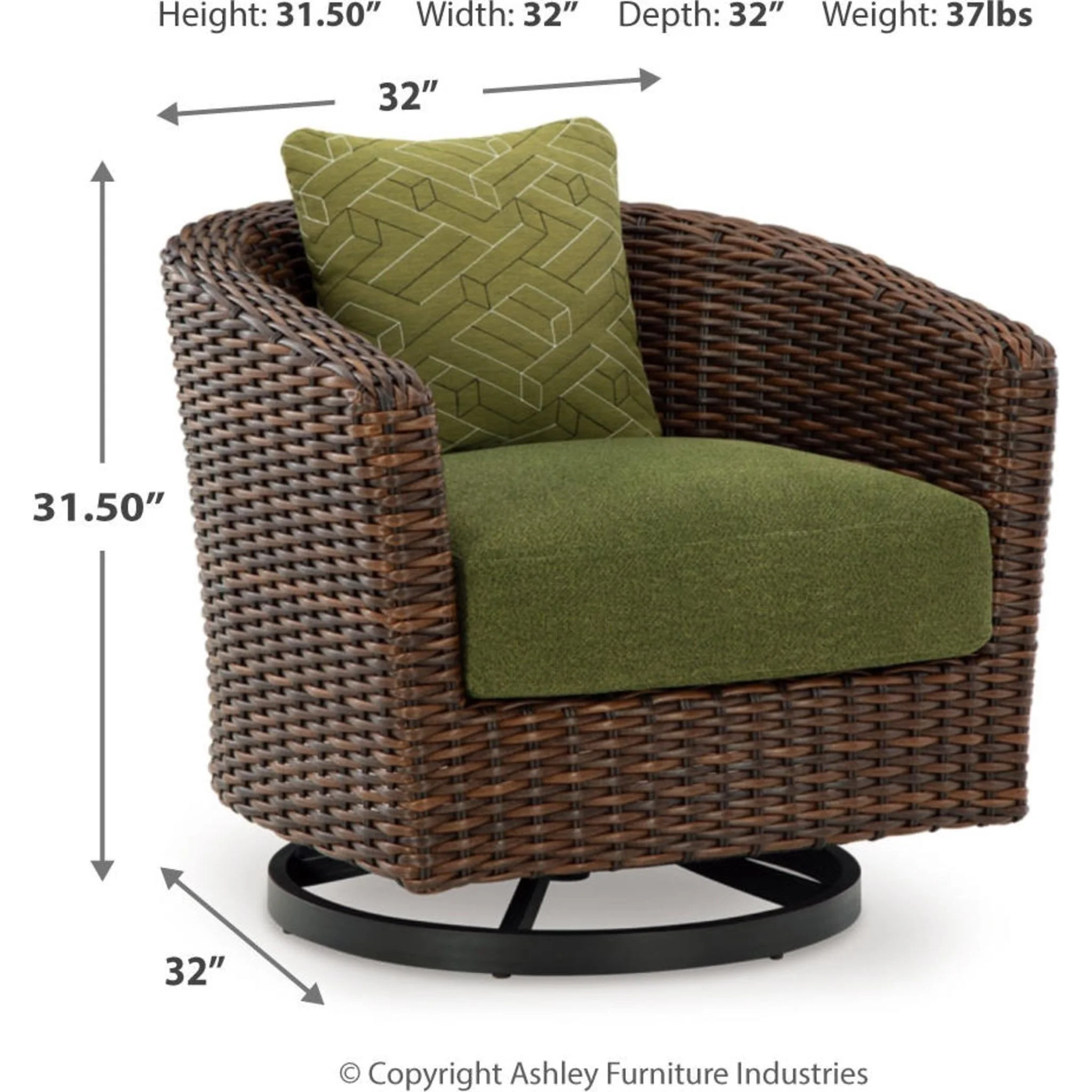 Horizon Hall Outdoor Swivel Lounge Chair with Cushion - Image 3
