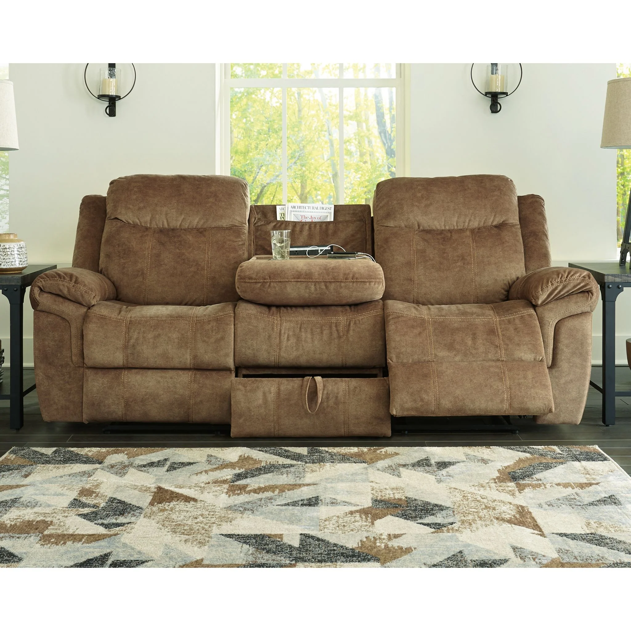 Huddle-Up Reclining Sofa with Drop Down Table - Image 11