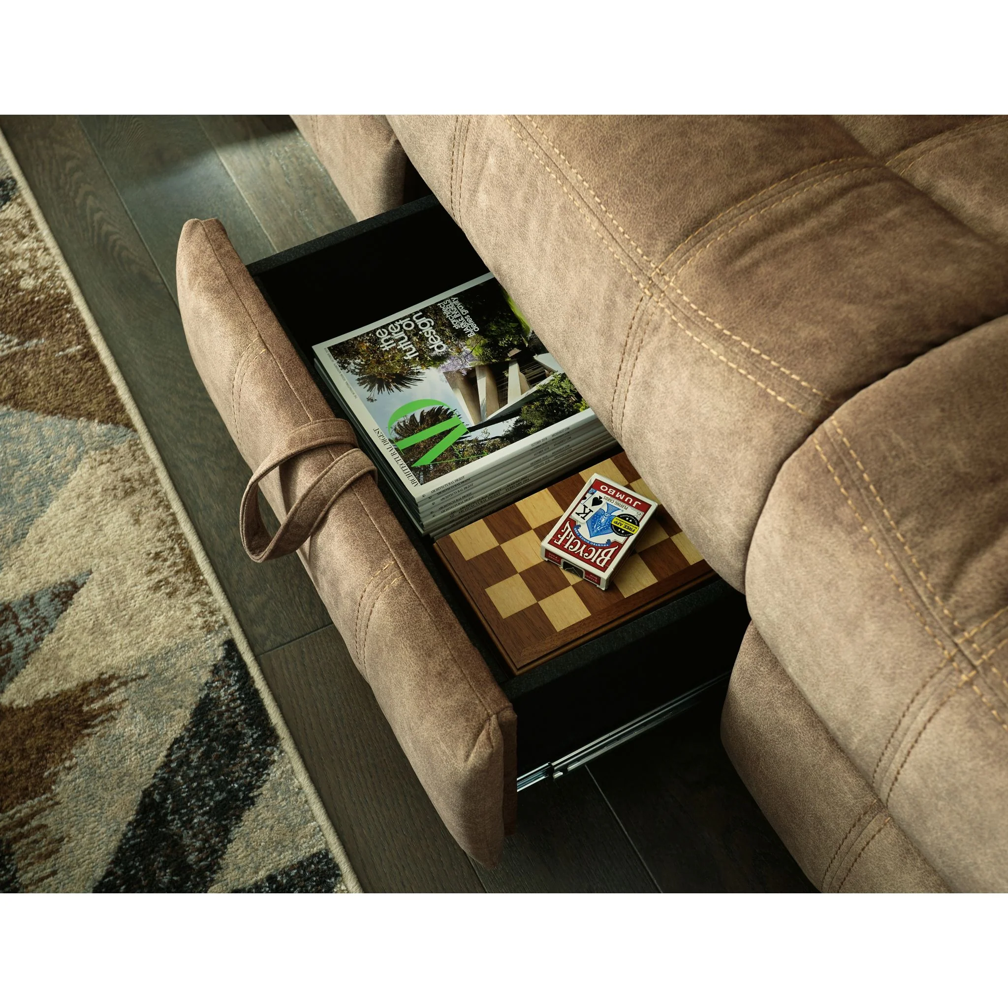 Huddle-Up Reclining Sofa with Drop Down Table - Image 12