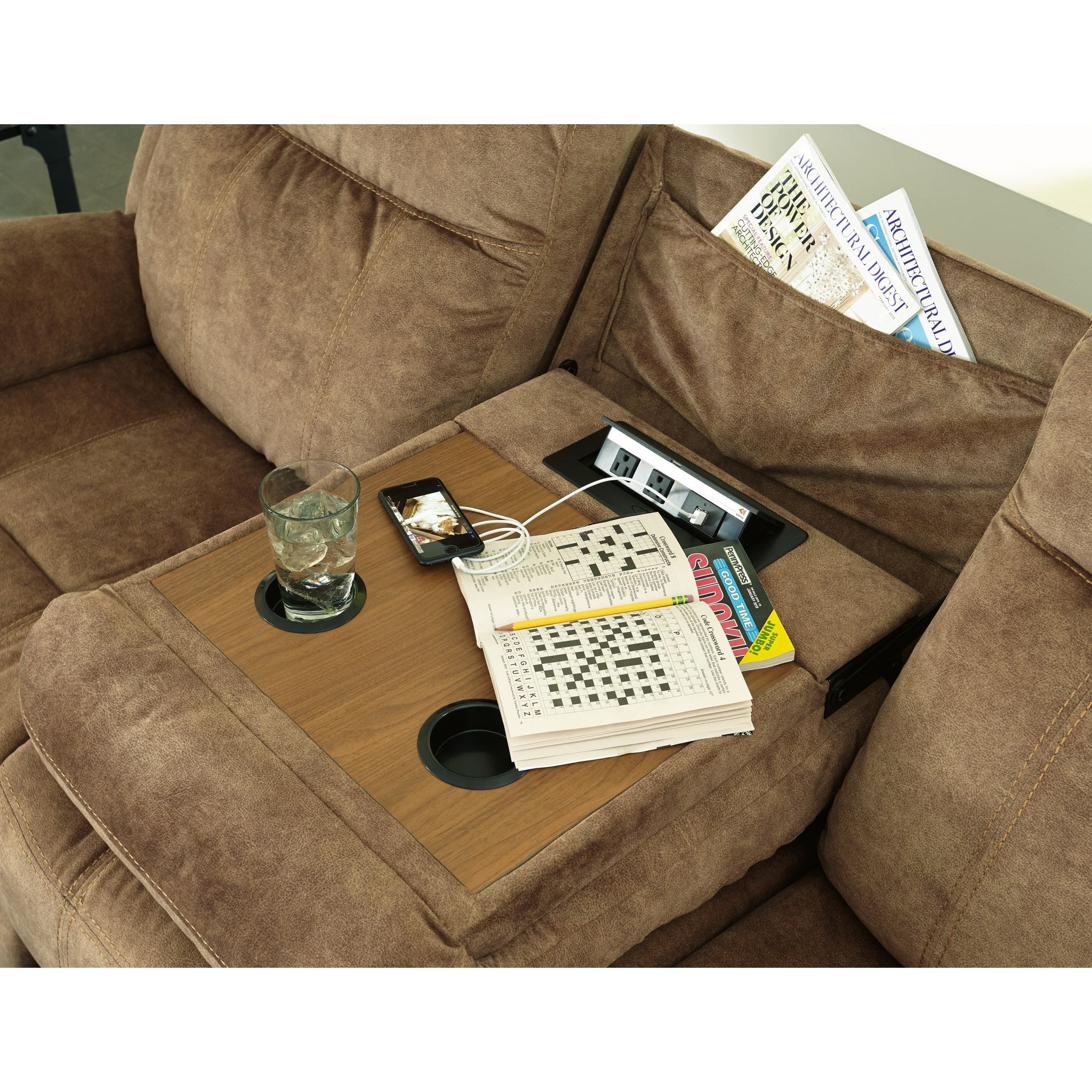 Huddle-Up Reclining Sofa with Drop Down Table - Image 13