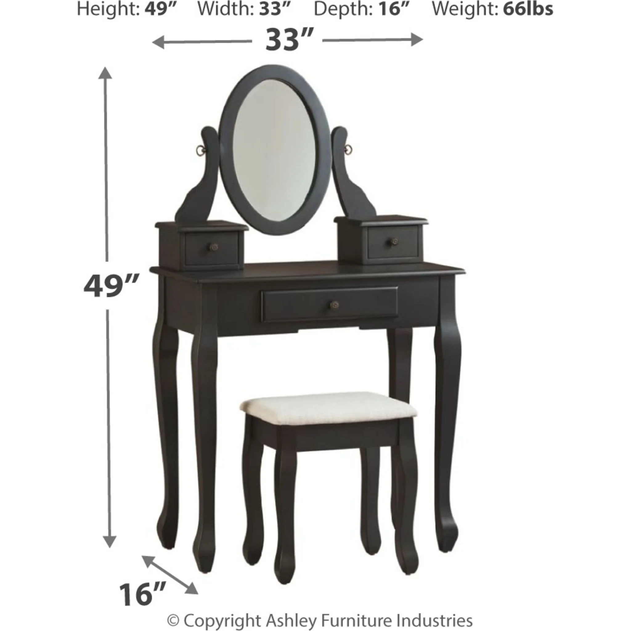 Huey Vineyard Vanity, Mirror & Stool - Image 4