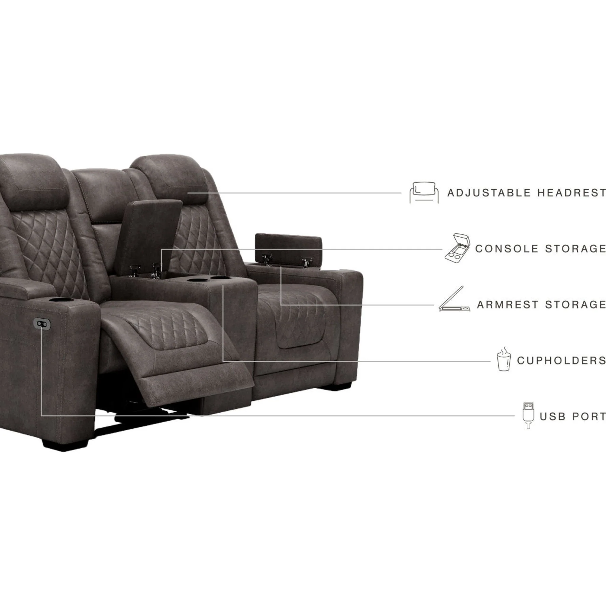 HyllMont Power Reclining Loveseat with Console - Image 22