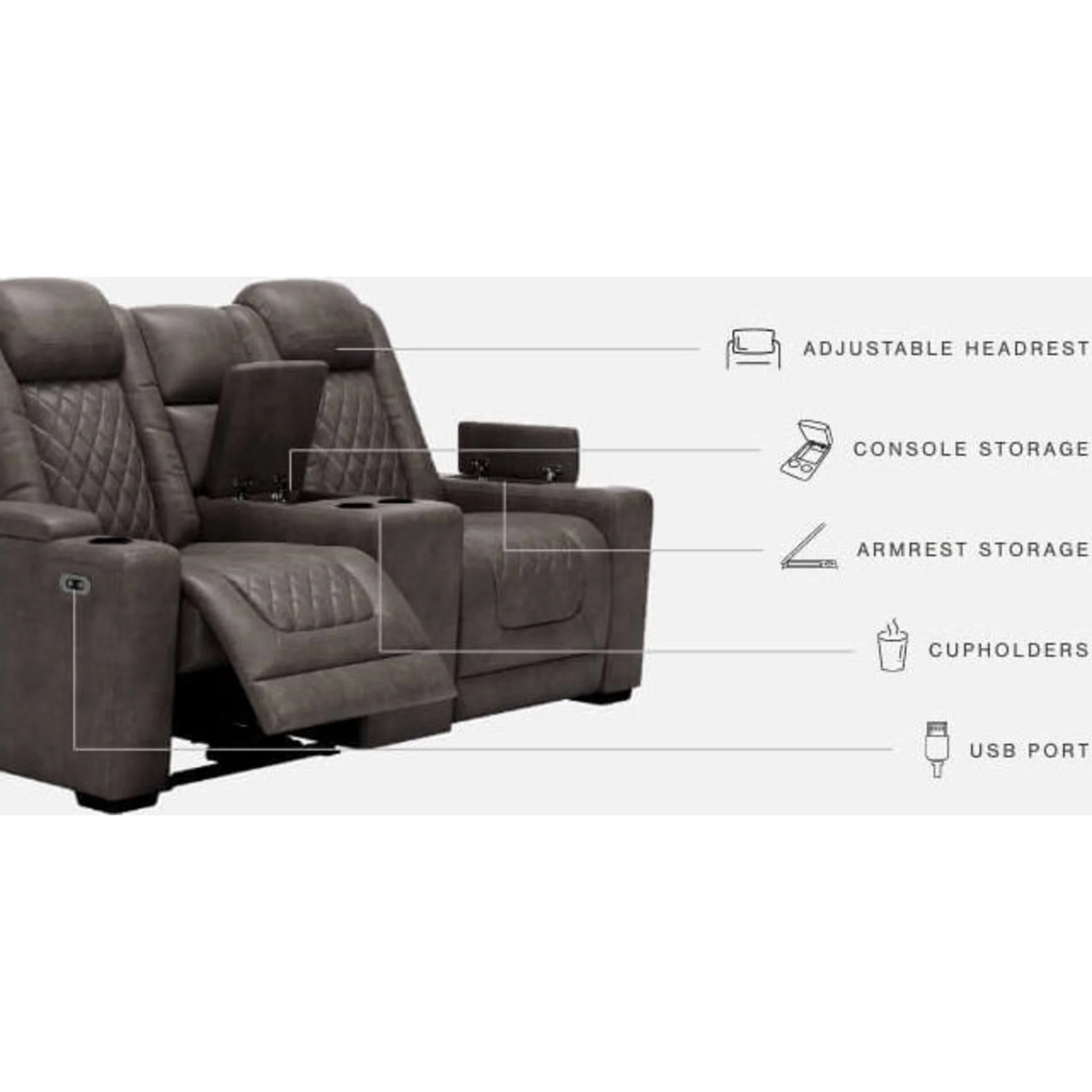 HyllMont Power Reclining Loveseat with Console - Image 24