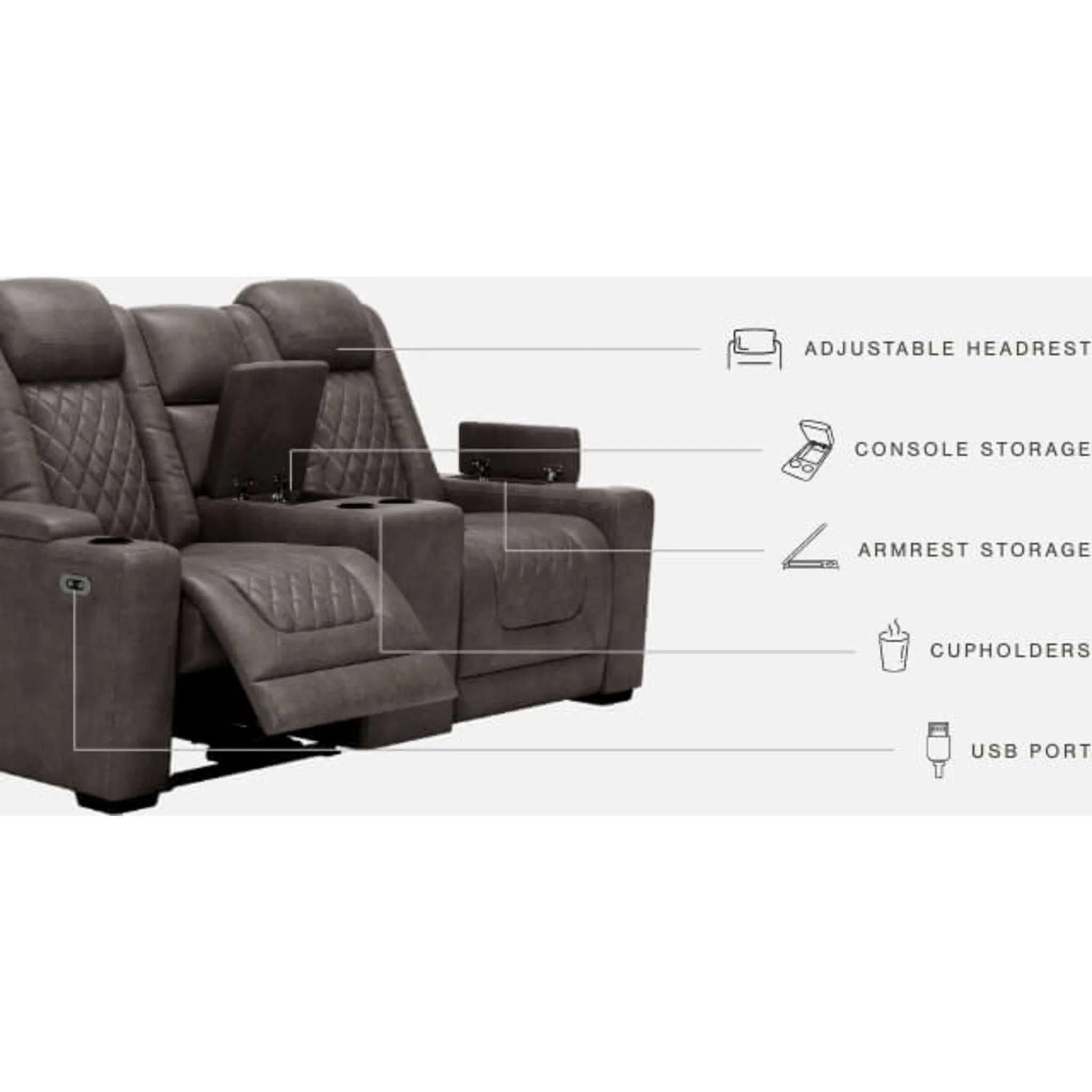 HyllMont Power Reclining Loveseat with Console - Image 5