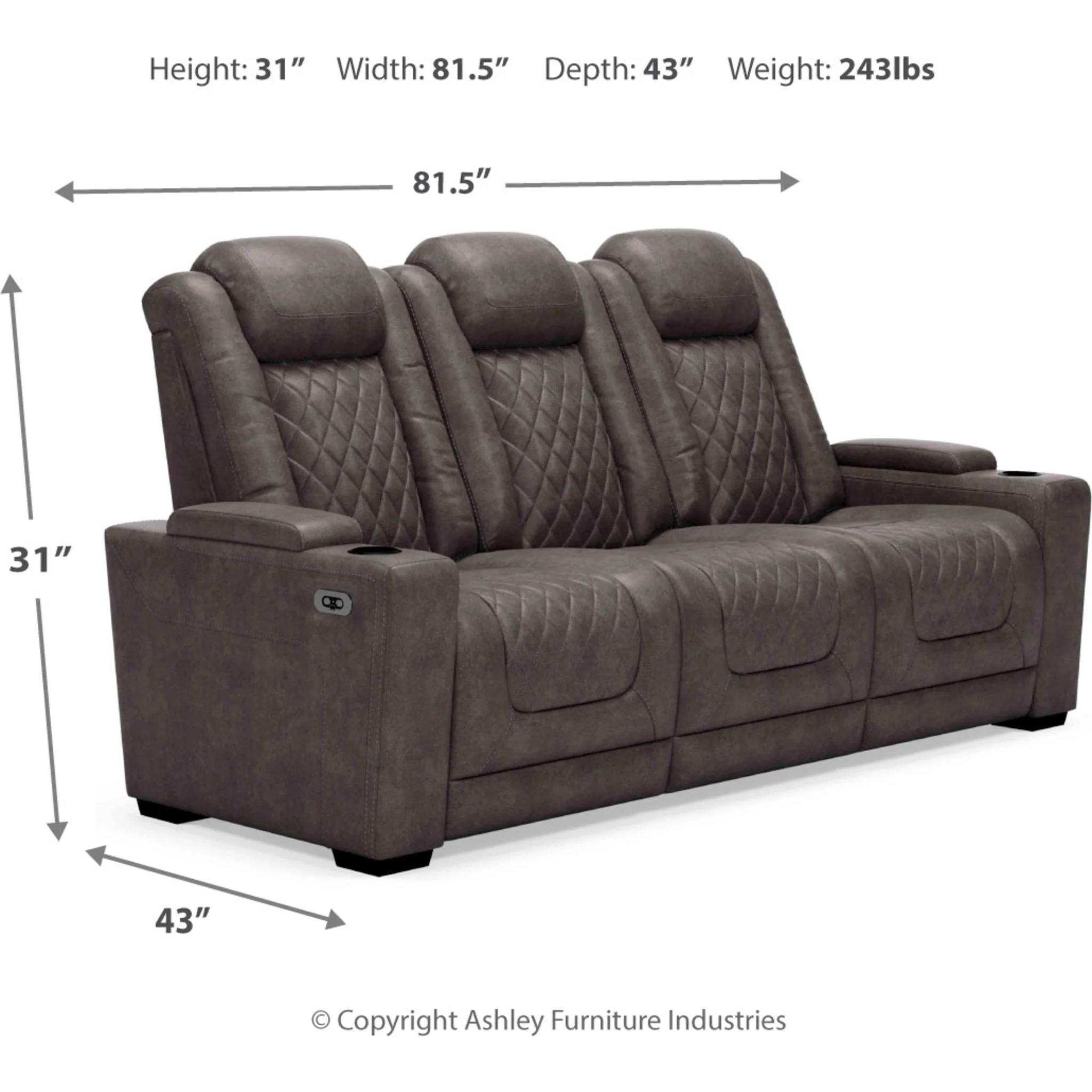 HyllMont Reclining Sofa with Power - Image 15