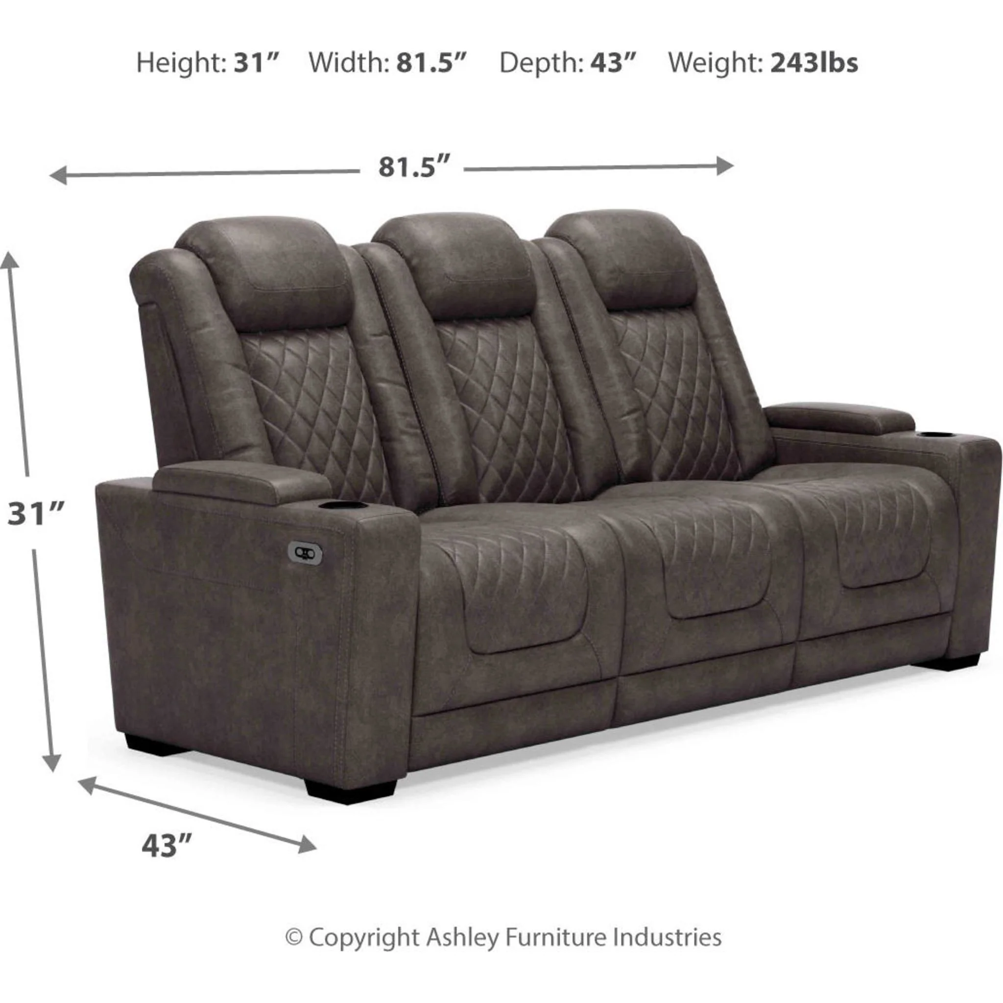 HyllMont Reclining Sofa with Power - Image 30
