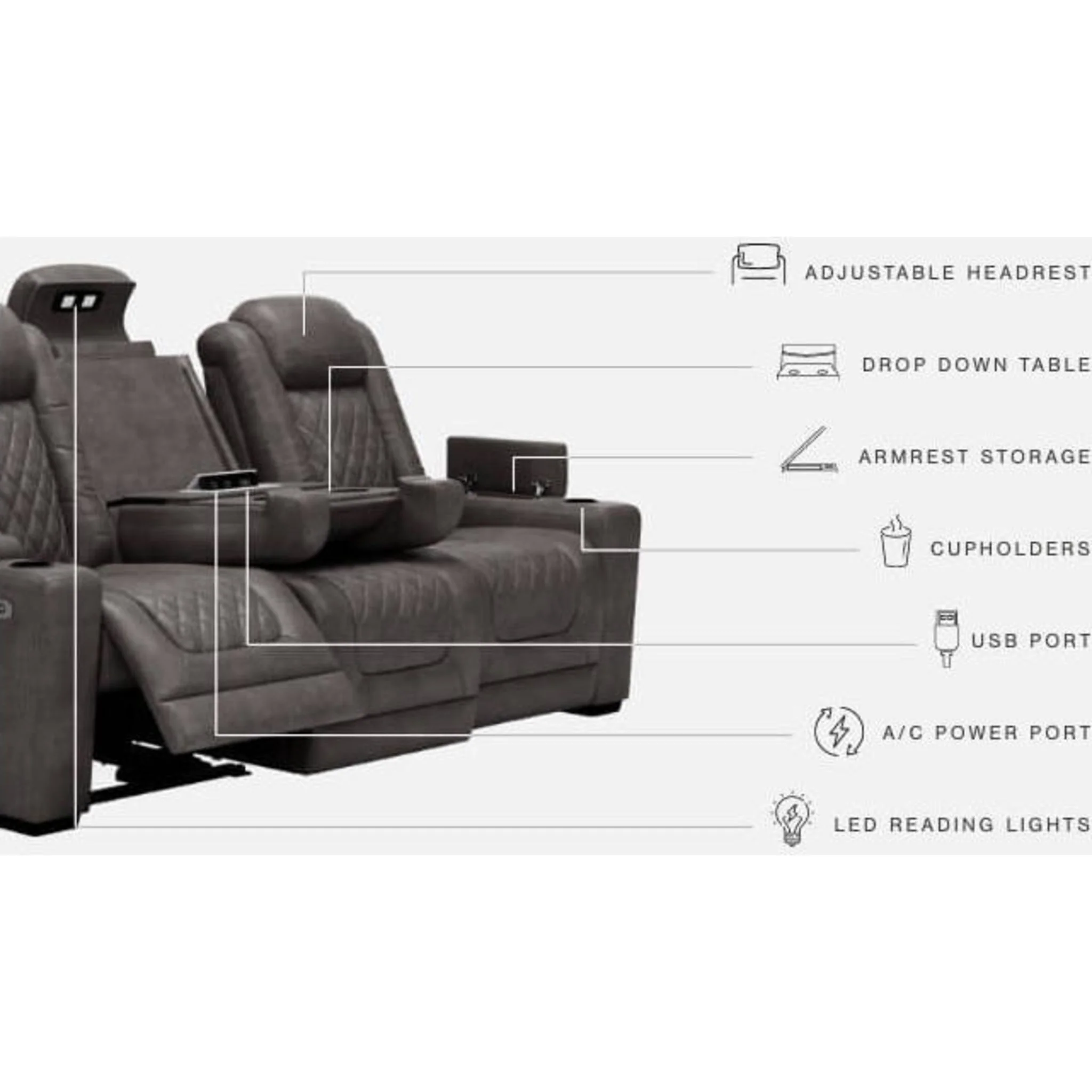 HyllMont Reclining Sofa with Power - Image 31
