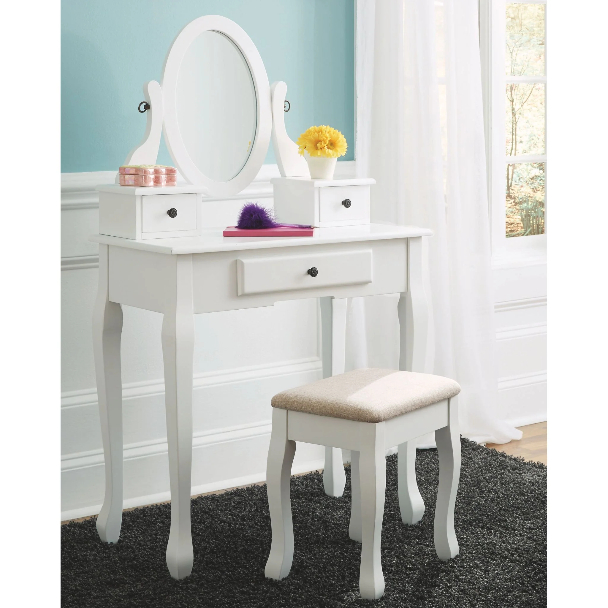 Kaslyn Vanity, Mirror & Stool - Image 2