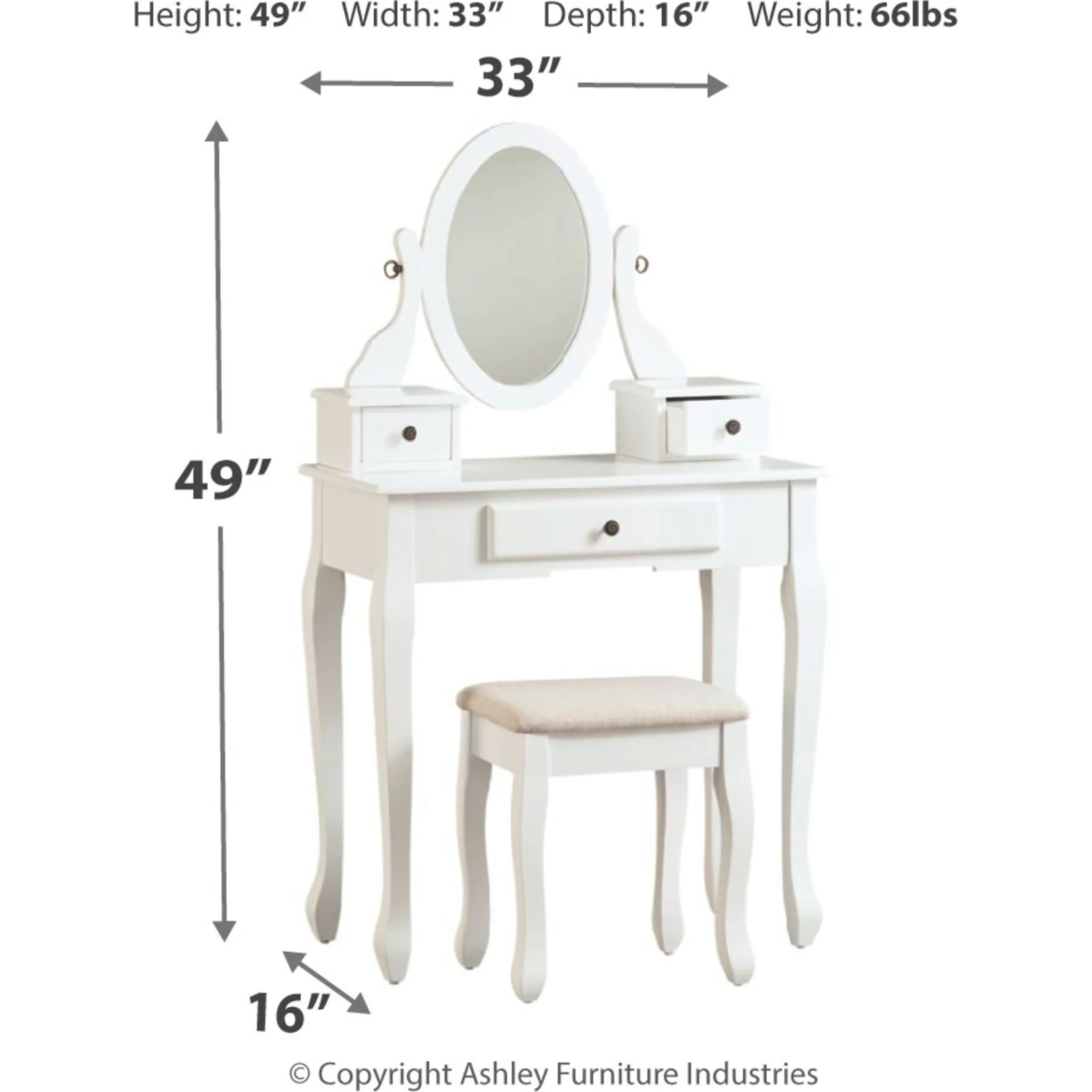 Kaslyn Vanity, Mirror & Stool - Image 4