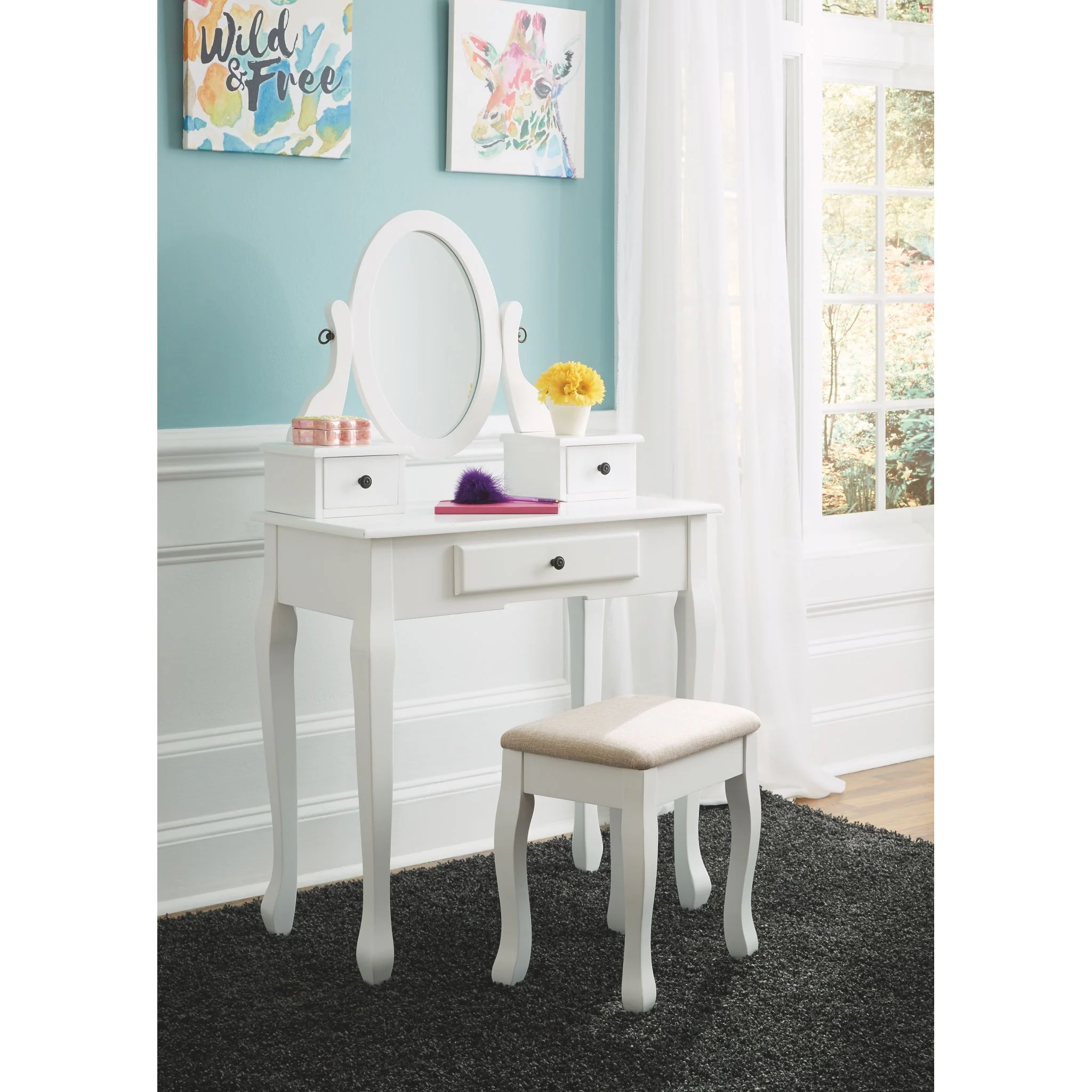 Kaslyn Vanity, Mirror & Stool - Image 5