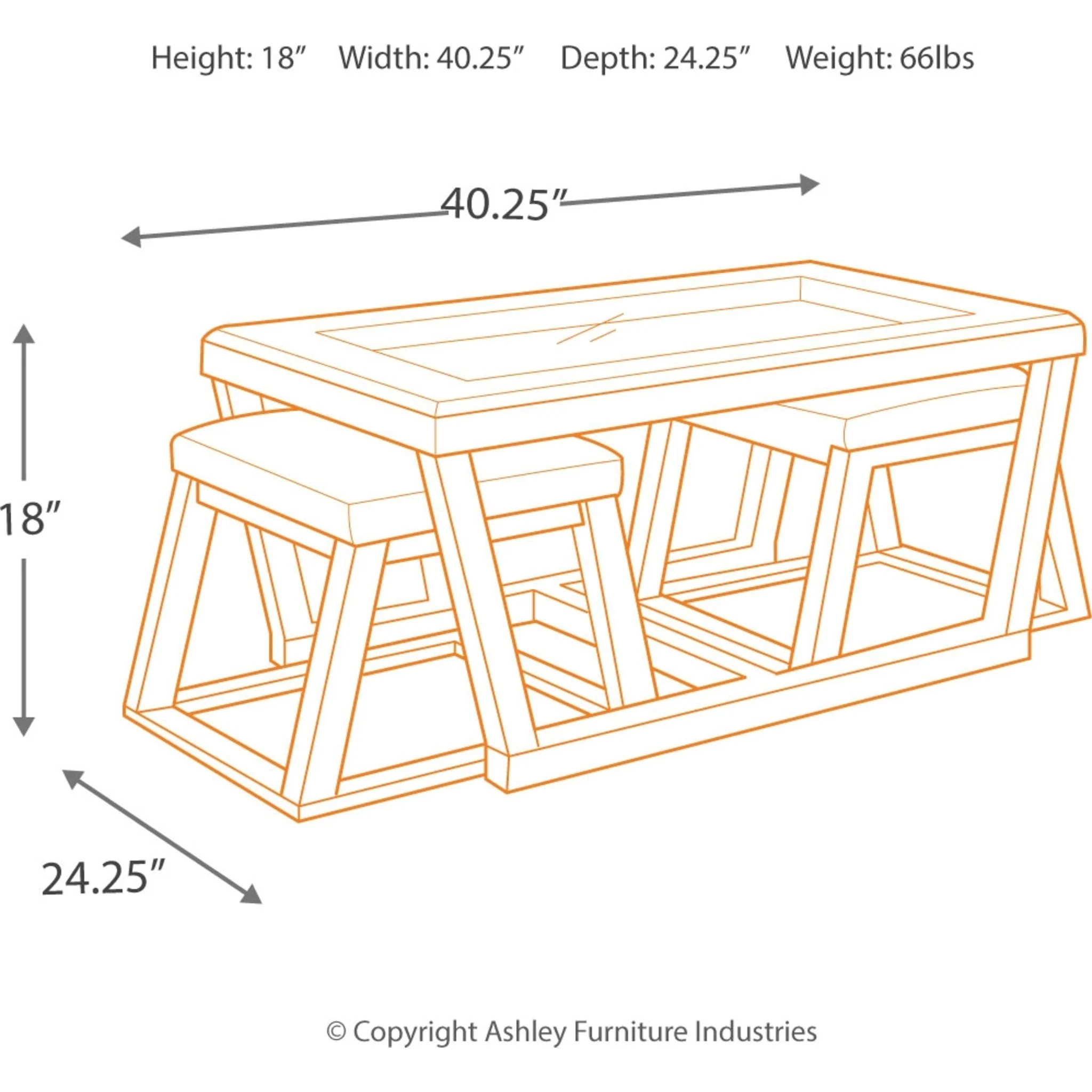 Kelton Cocktail Table with 2 Stools - Image 9