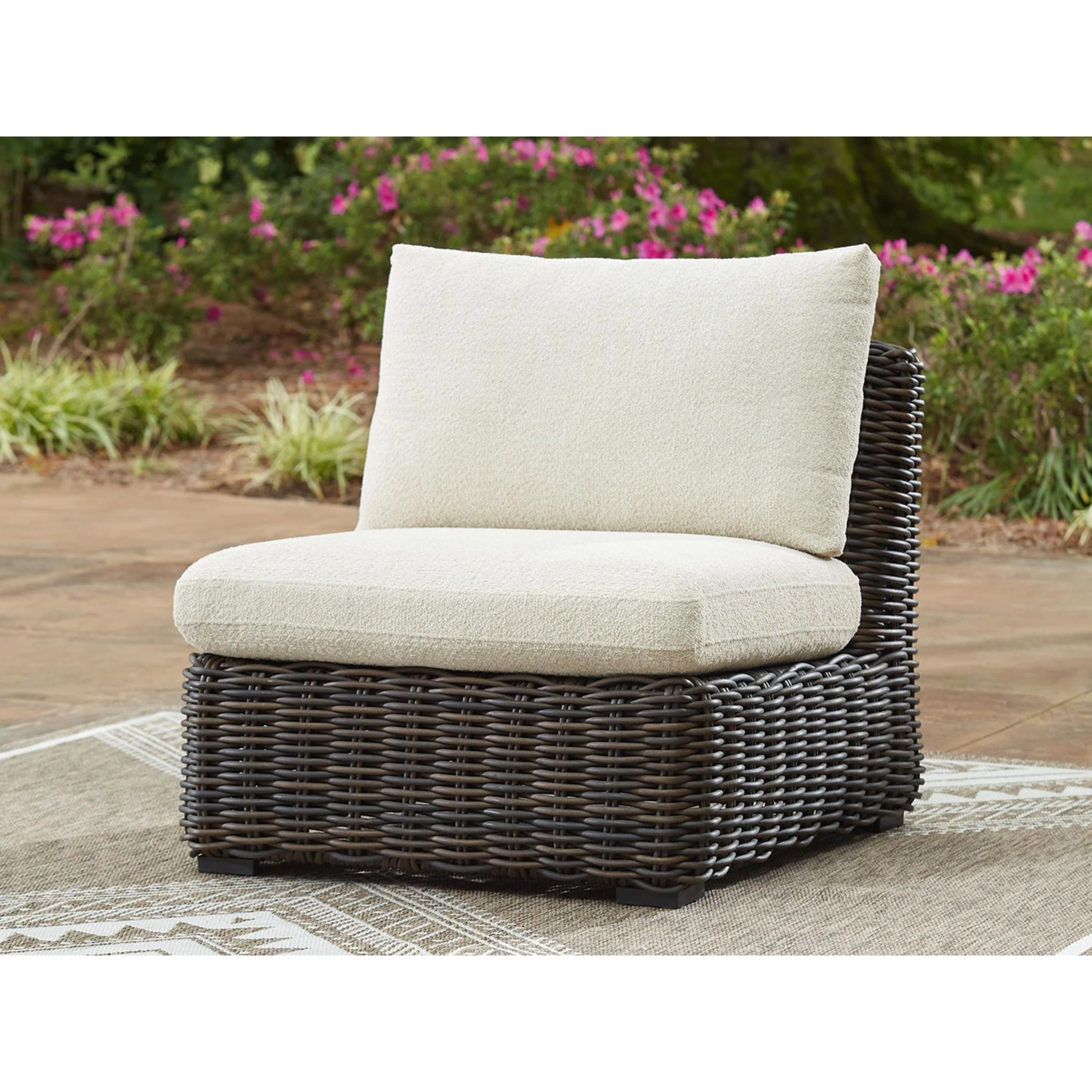 Kimora Outdoor Modular Armless Chair with Cushion - Image 2