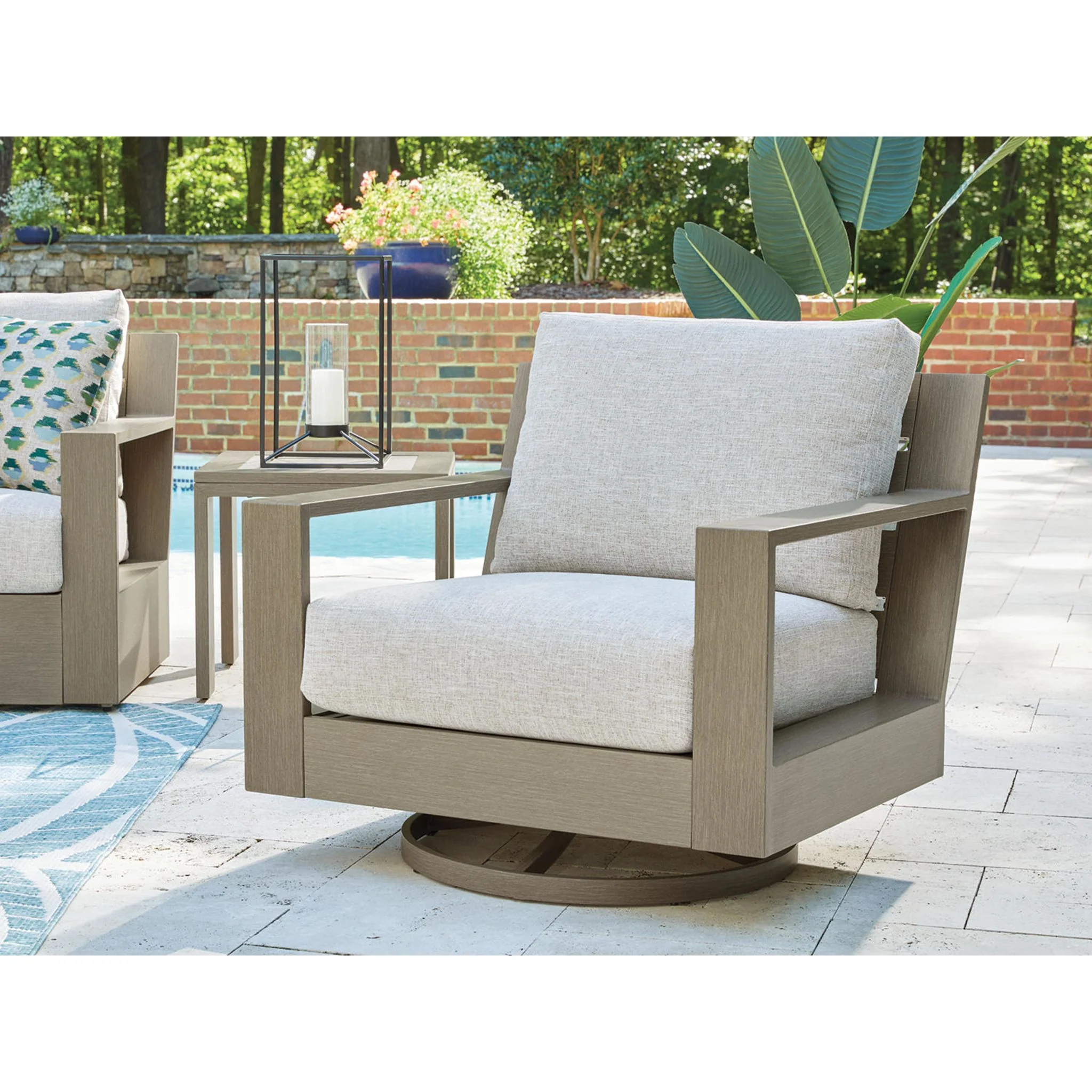 Kimpton Isle Outdoor Swivel Lounge Chair with Cushion - Image 2