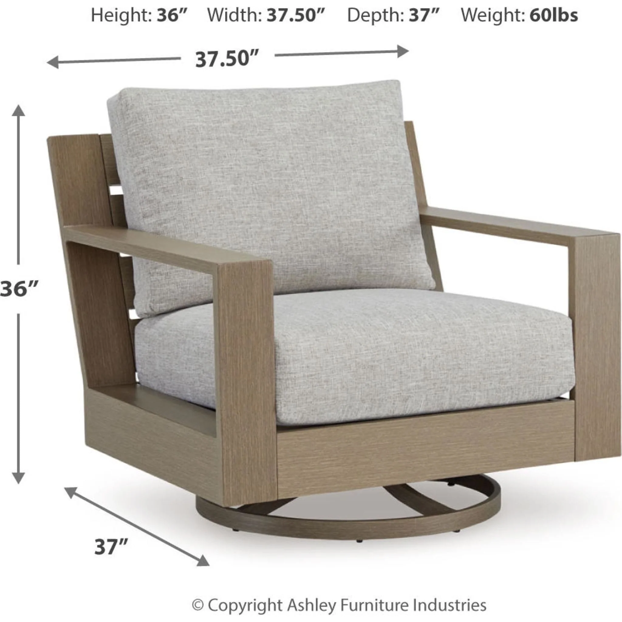 Kimpton Isle Outdoor Swivel Lounge Chair with Cushion - Image 3