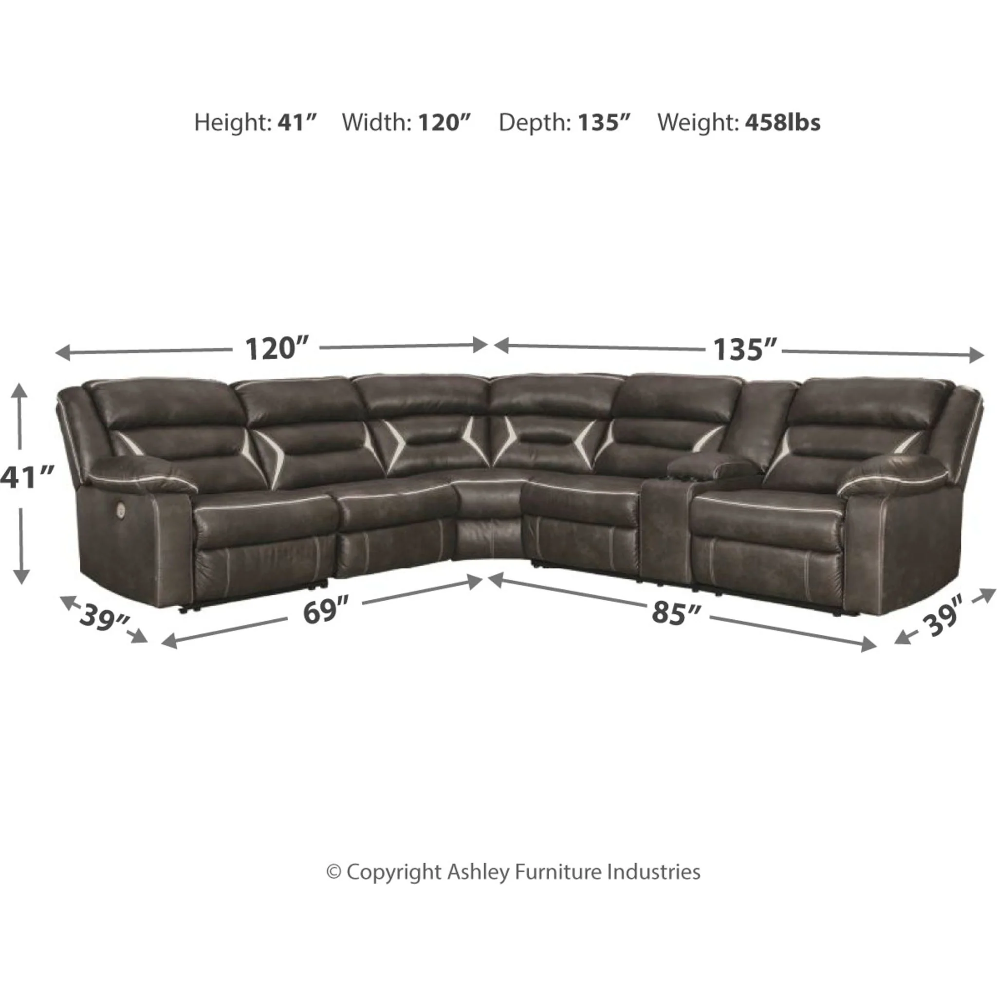 Kincord 4 Piece Reclining Sectional - Image 8
