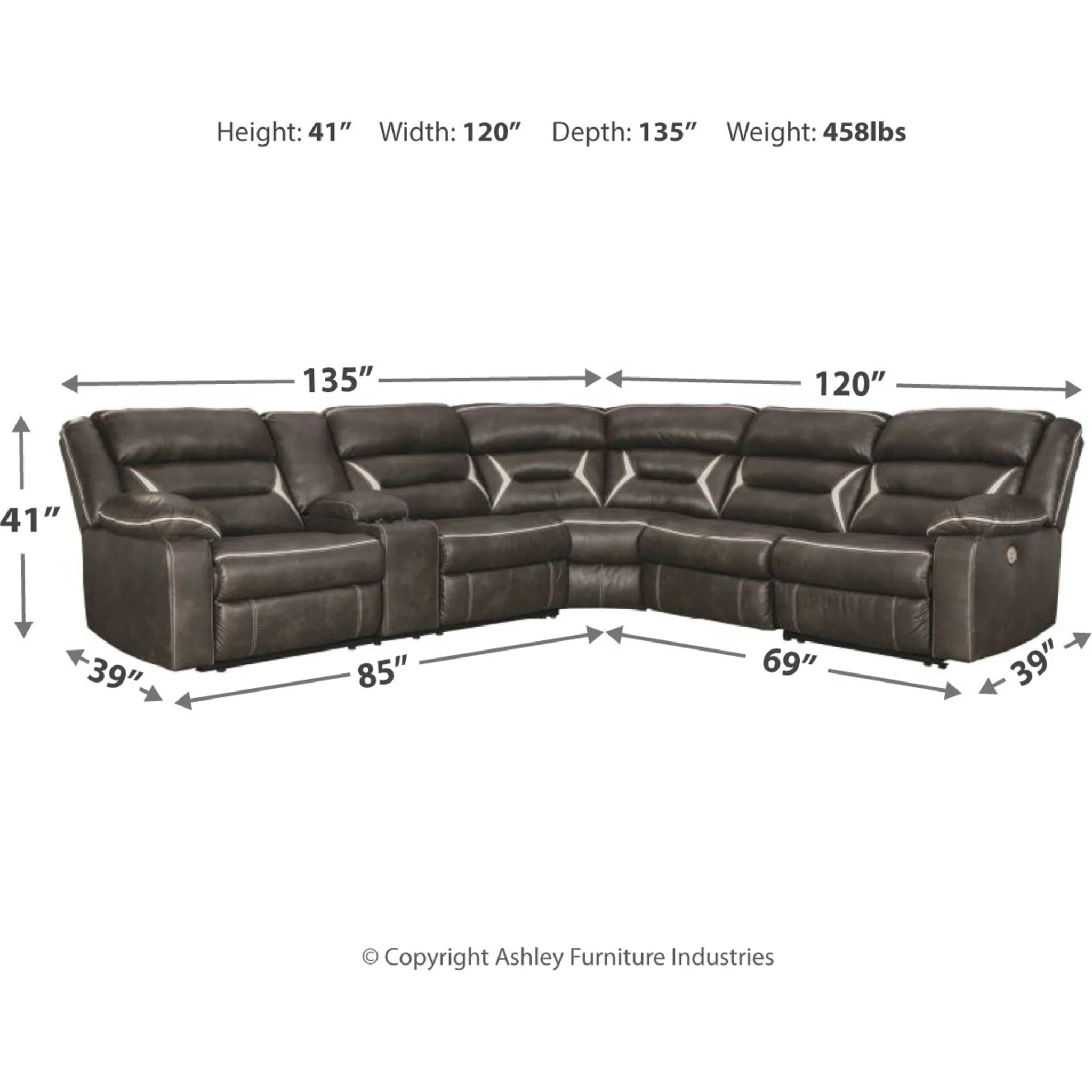 Kincord 4 Piece Reclining Sectional - Image 8