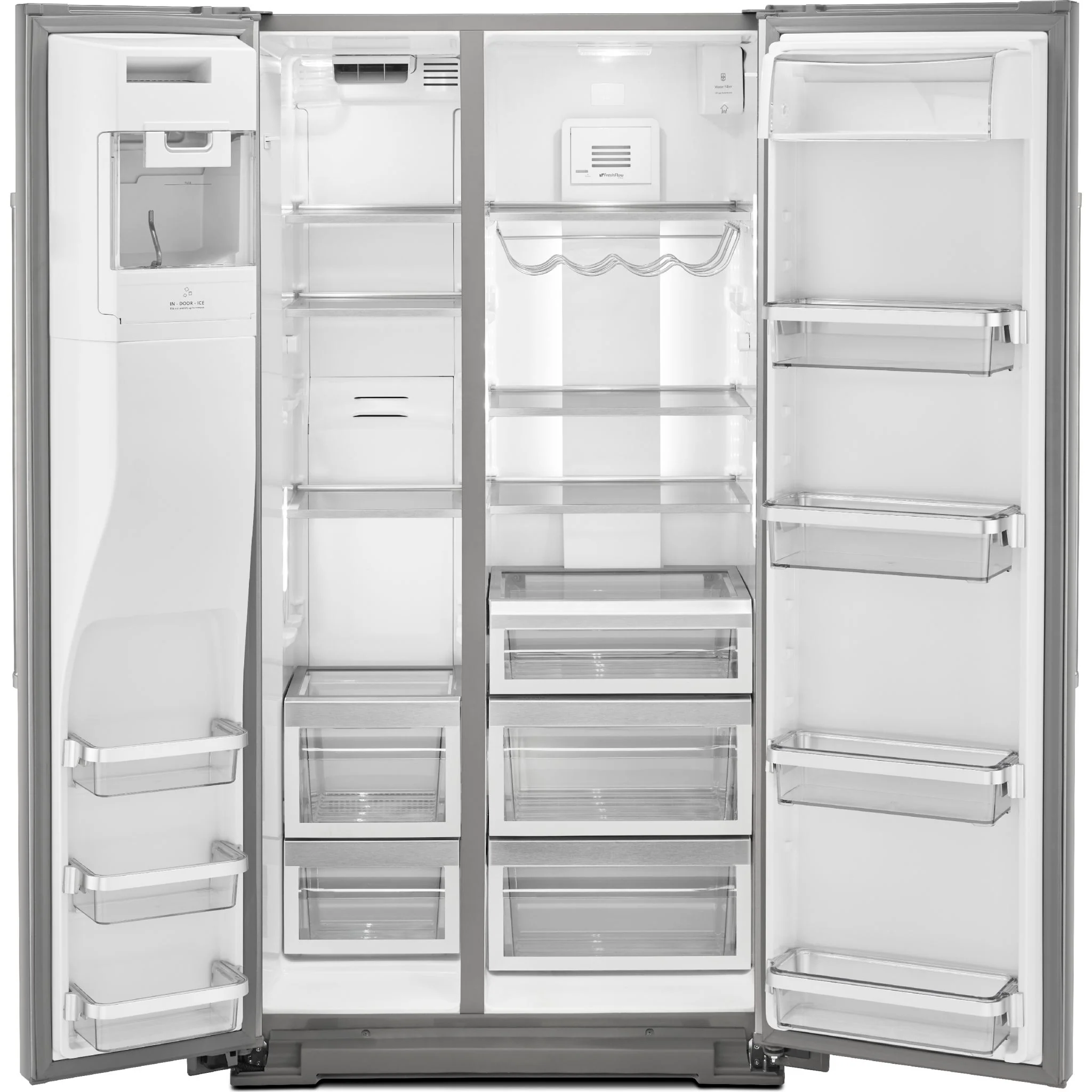 KitchenAid  19.9 cu.. ft. Counter-Depth Side-by-Side Refrigerator with Exterior Ice and Water and PrintShield finish - Stainless Steel (KRSC700HPS) - Image 10