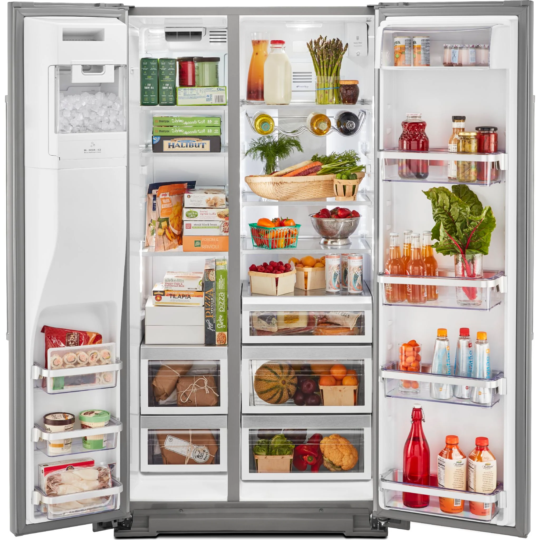 KitchenAid  19.9 cu.. ft. Counter-Depth Side-by-Side Refrigerator with Exterior Ice and Water and PrintShield finish - Stainless Steel (KRSC700HPS) - Image 11