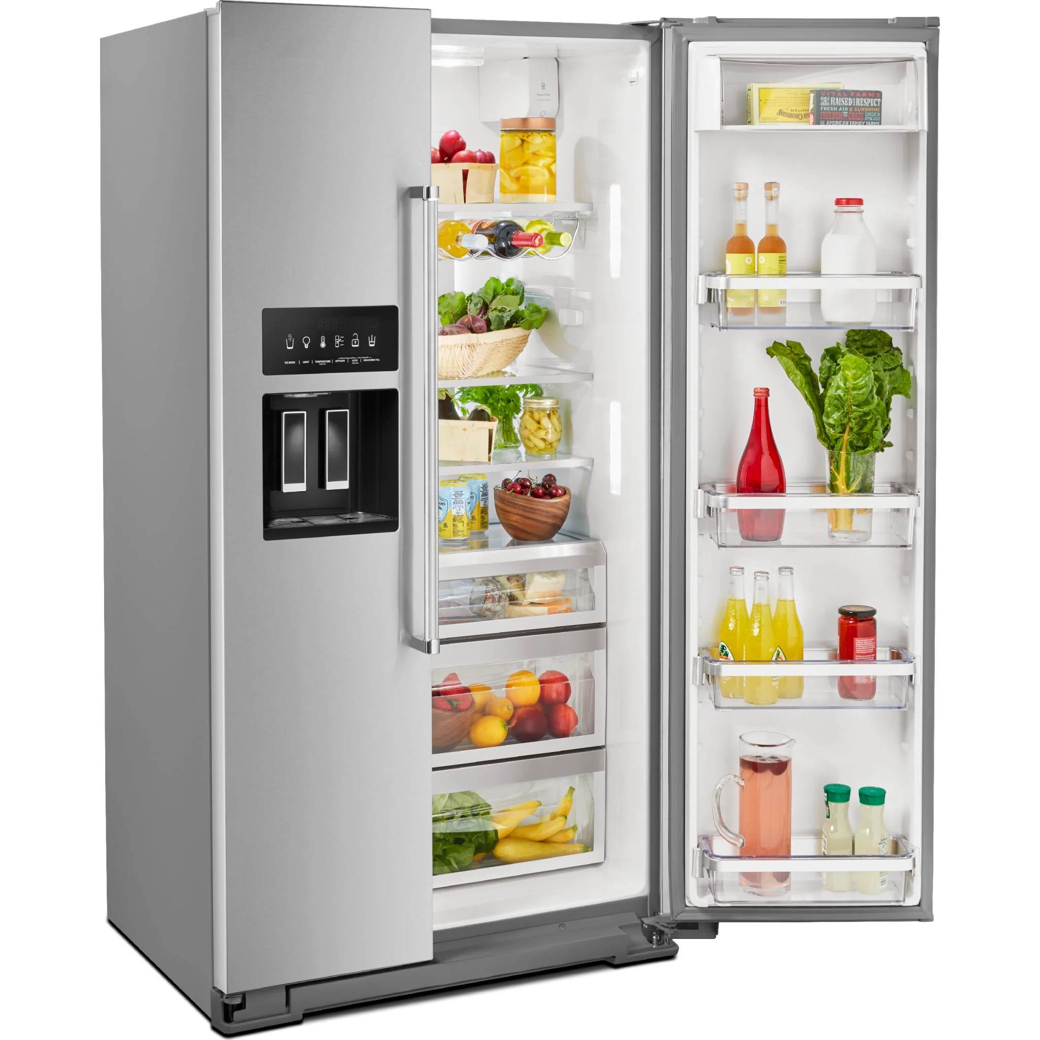 KitchenAid  19.9 cu.. ft. Counter-Depth Side-by-Side Refrigerator with Exterior Ice and Water and PrintShield finish - Stainless Steel (KRSC700HPS) - Image 13