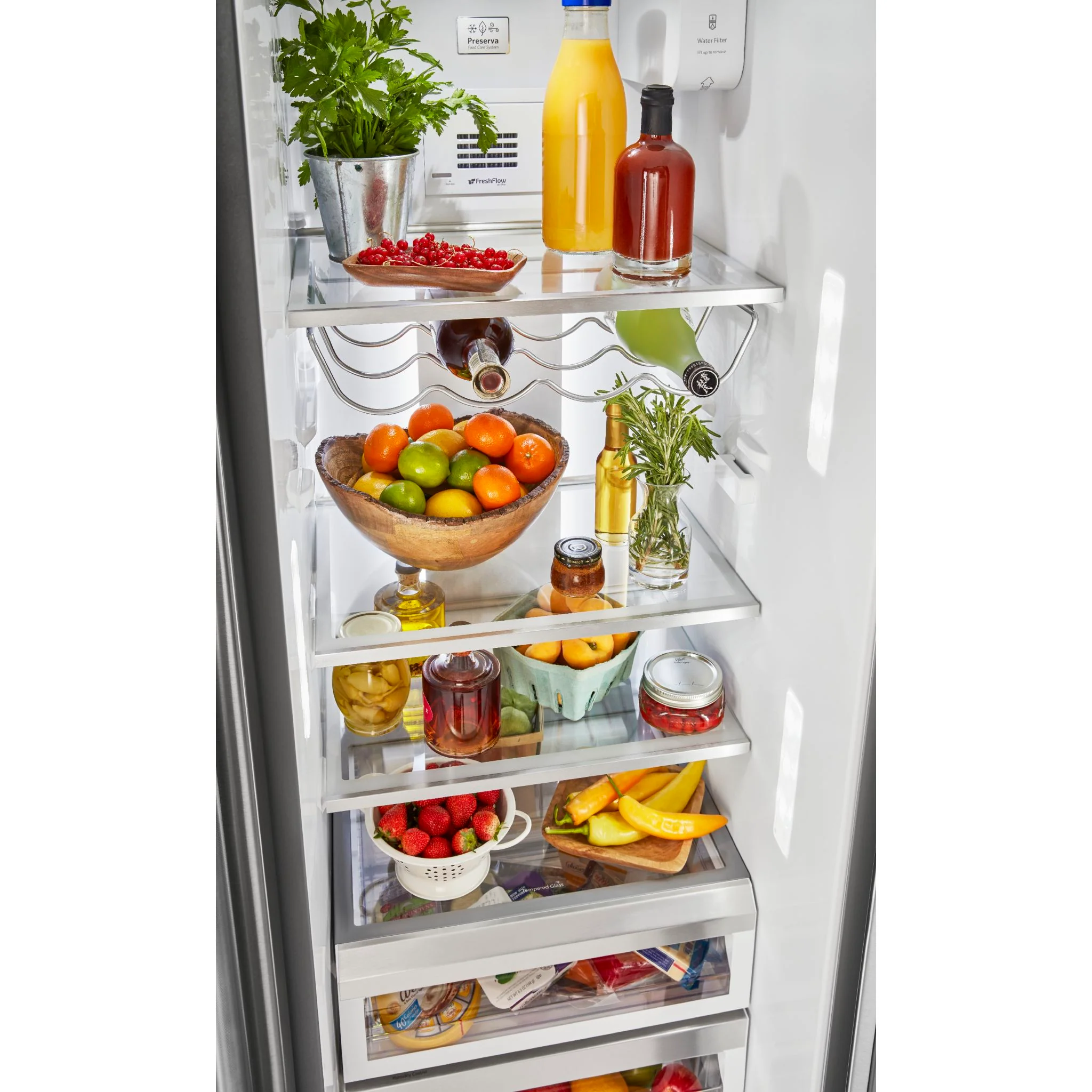 KitchenAid  19.9 cu.. ft. Counter-Depth Side-by-Side Refrigerator with Exterior Ice and Water and PrintShield finish - Stainless Steel (KRSC700HPS) - Image 14