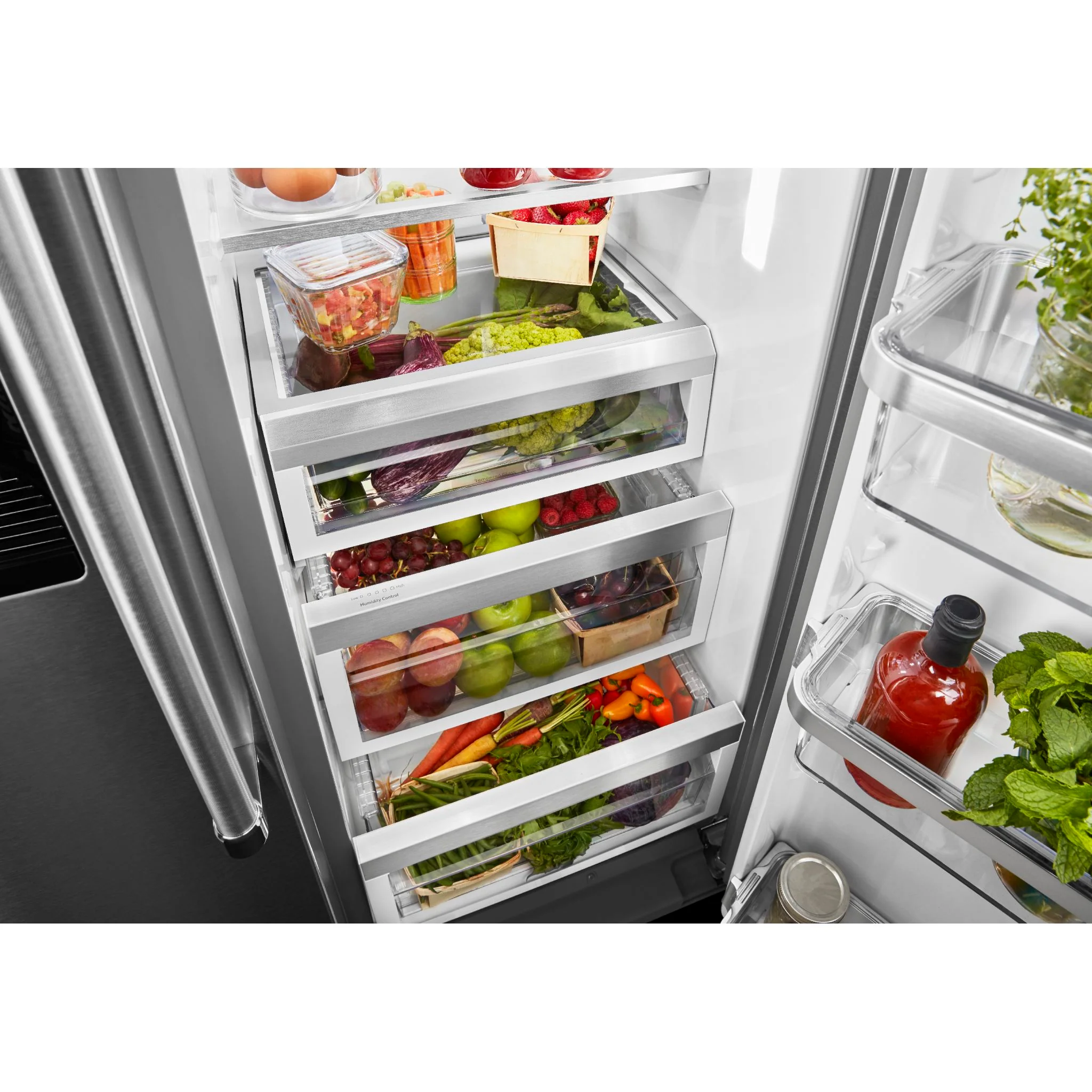 KitchenAid  19.9 cu.. ft. Counter-Depth Side-by-Side Refrigerator with Exterior Ice and Water and PrintShield finish - Stainless Steel (KRSC700HPS) - Image 17