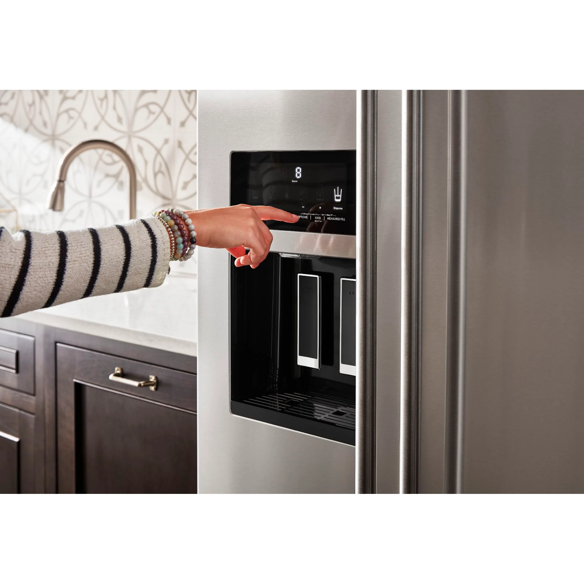 KitchenAid  19.9 cu.. ft. Counter-Depth Side-by-Side Refrigerator with Exterior Ice and Water and PrintShield finish - Stainless Steel (KRSC700HPS) - Image 20