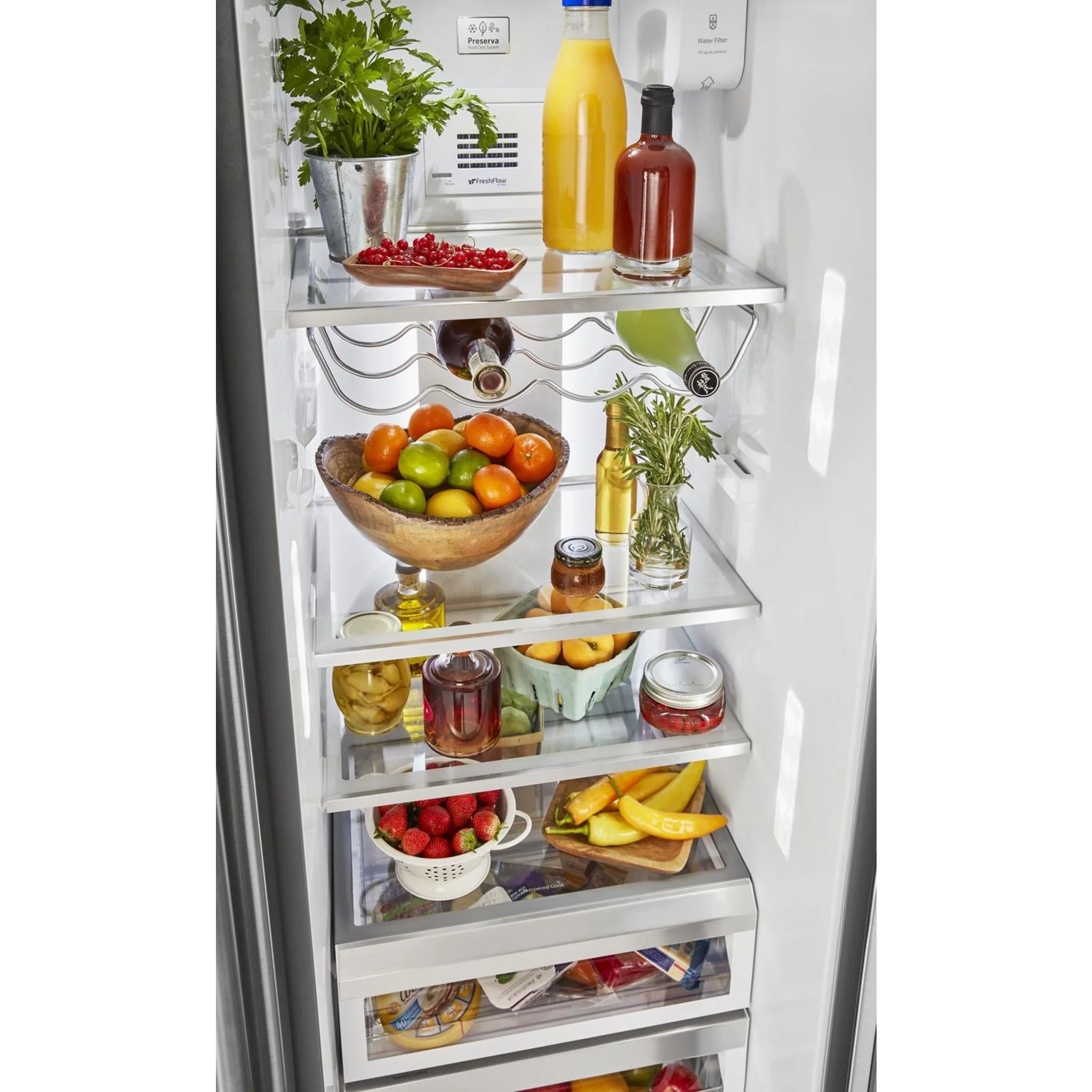 KitchenAid  19.9 cu.. ft. Counter-Depth Side-by-Side Refrigerator with Exterior Ice and Water and PrintShield finish - Stainless Steel (KRSC700HPS) - Image 23