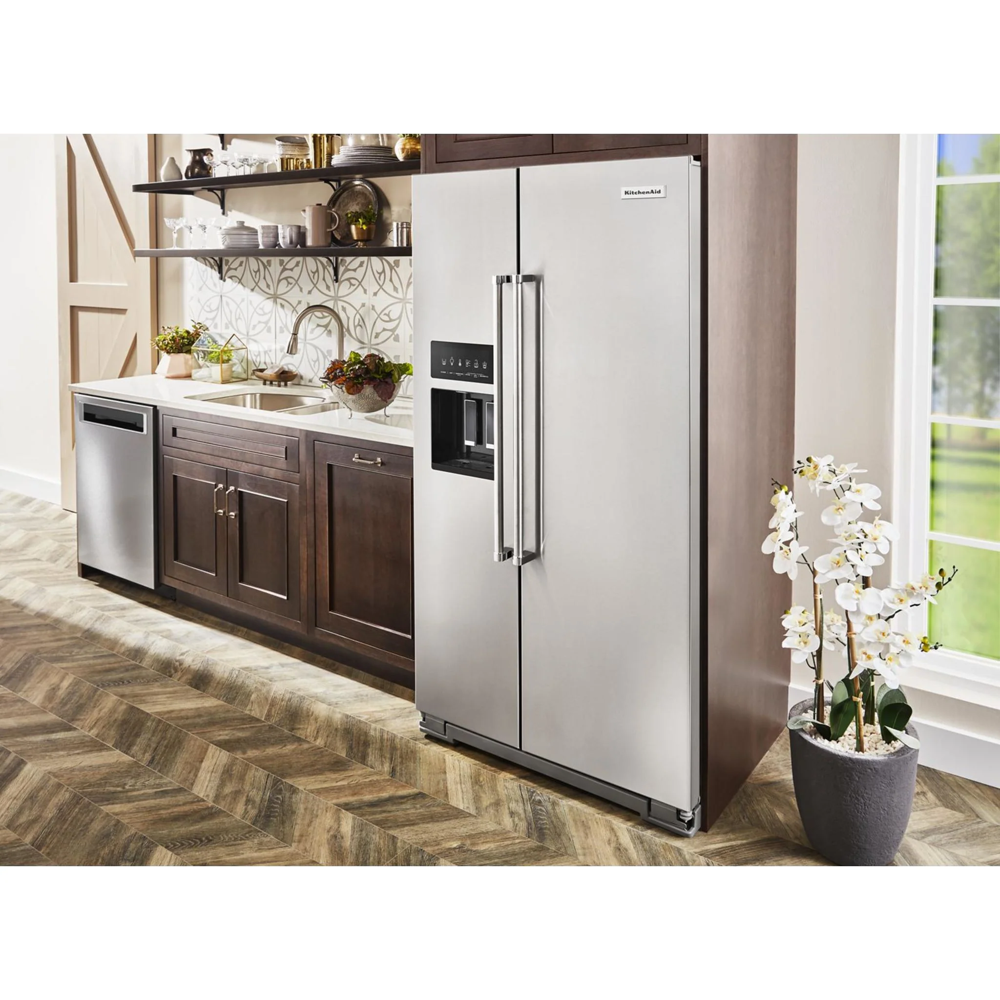 KitchenAid  19.9 cu.. ft. Counter-Depth Side-by-Side Refrigerator with Exterior Ice and Water and PrintShield finish - Stainless Steel (KRSC700HPS) - Image 34