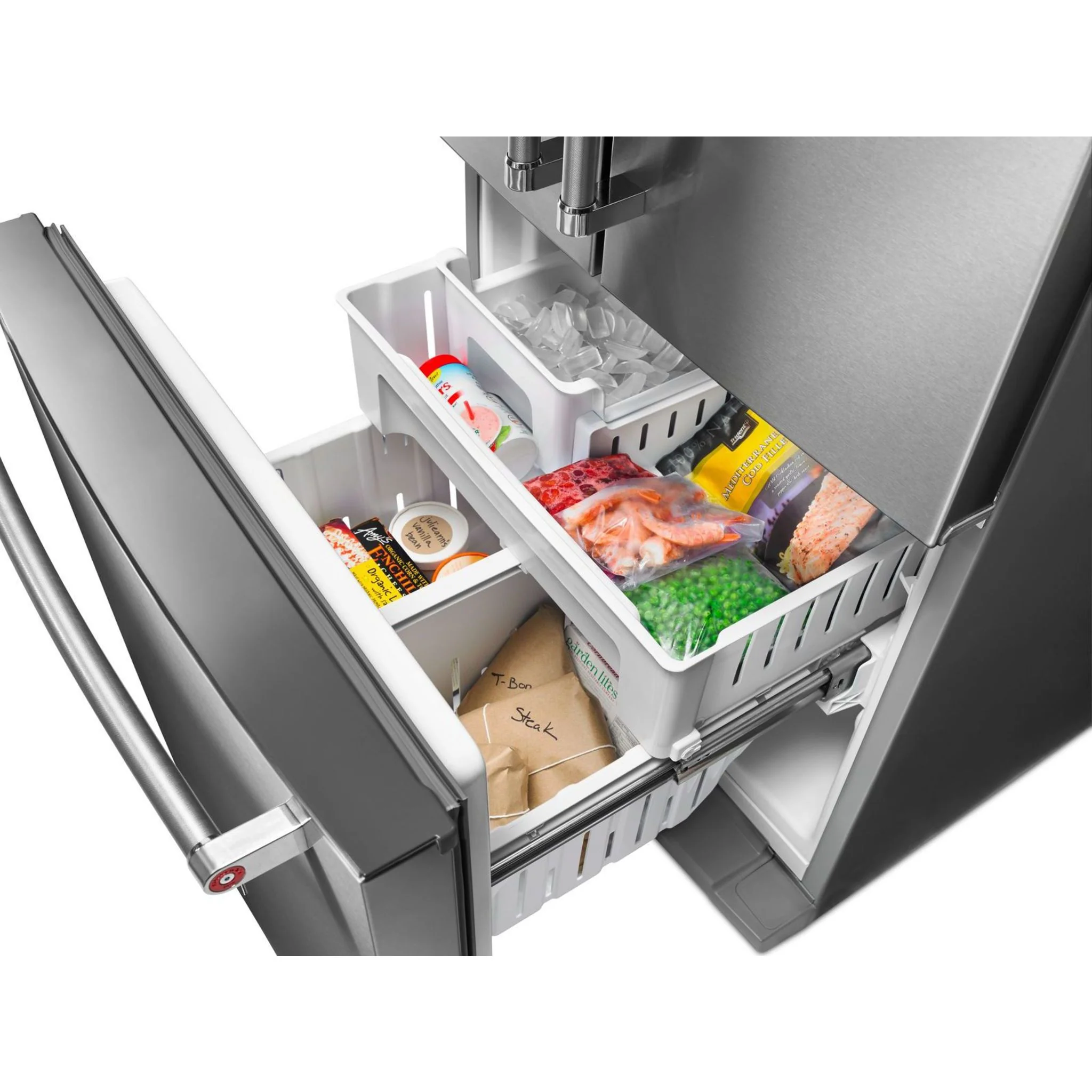 KitchenAid 20 cu.ft. 30" Width Standard Depth French Door Refrigerator with Interior Dispense - Stainless Steel (KRFF300ESS) - Image 21