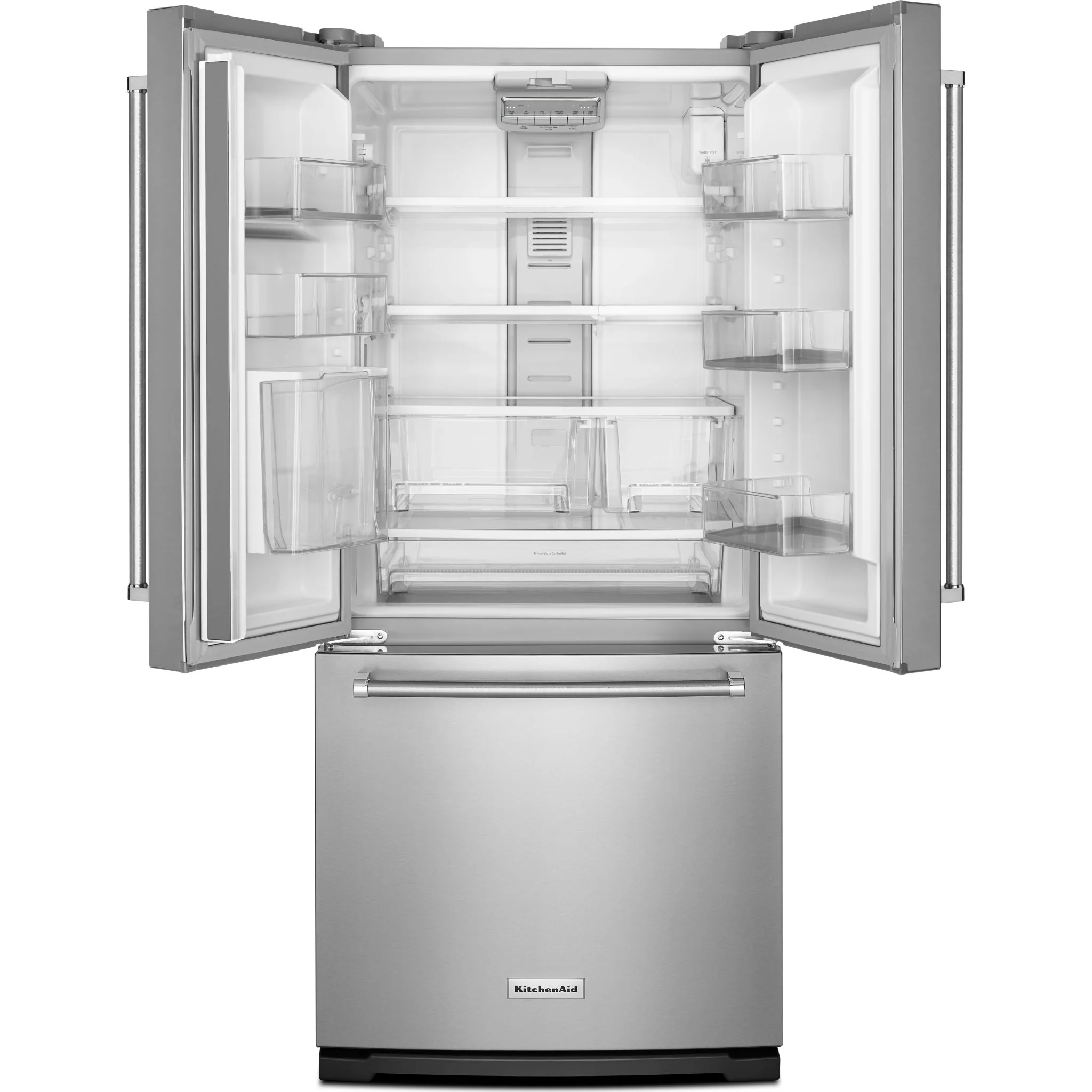 KitchenAid 20 cu.ft. 30" Width Standard Depth French Door Refrigerator with Interior Dispense - Stainless Steel (KRFF300ESS) - Image 3