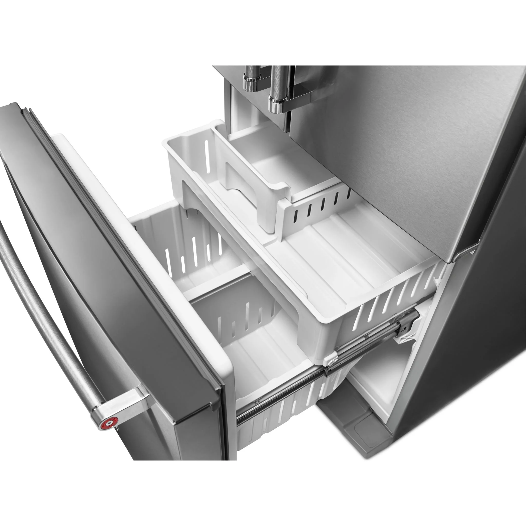 KitchenAid 20 cu.ft. 30" Width Standard Depth French Door Refrigerator with Interior Dispense - Stainless Steel (KRFF300ESS) - Image 4