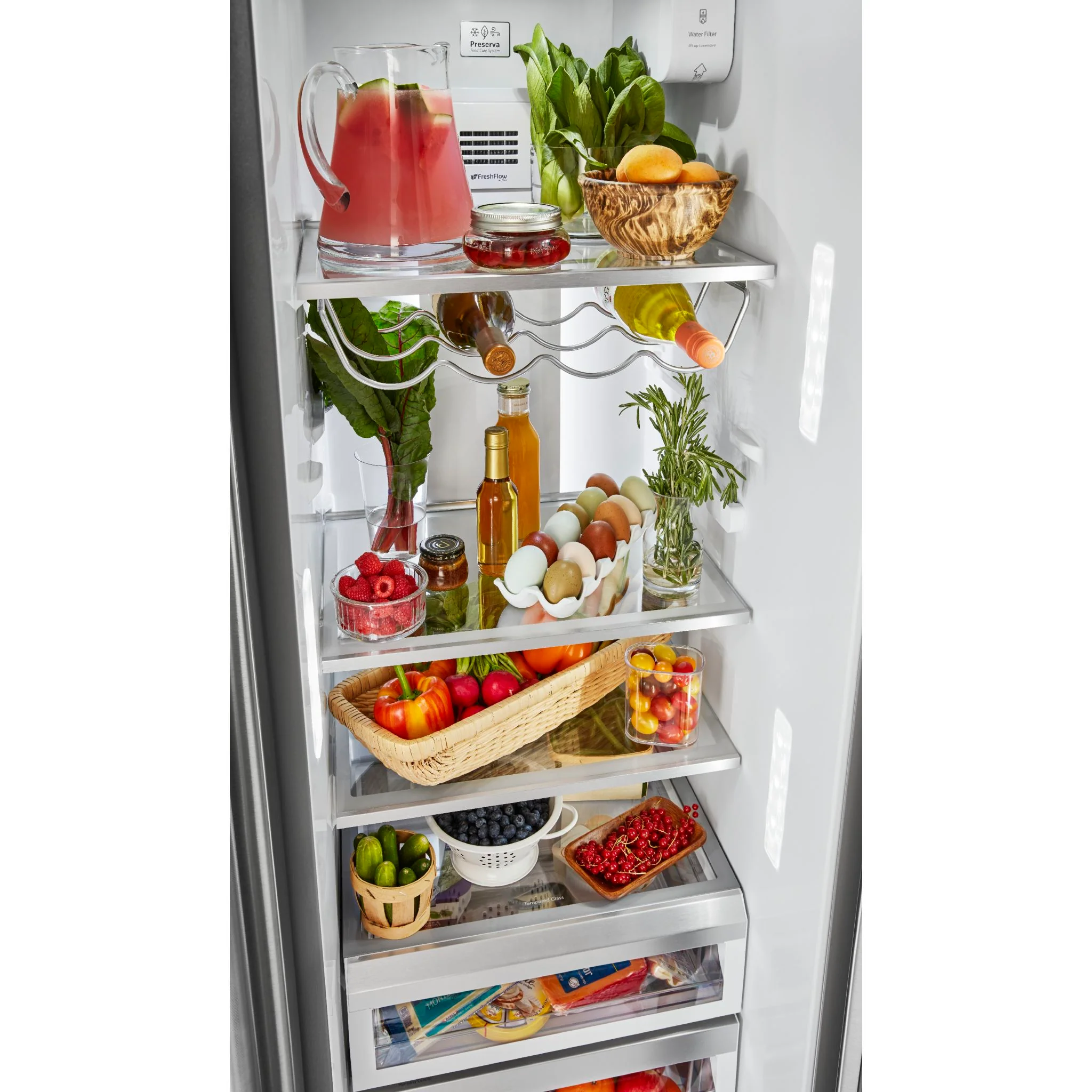 KitchenAid  22.6 cu.. ft. Counter-Depth Side-by-Side Refrigerator with Exterior Ice and Water and PrintShield finish -Stainless Steel  (KRSC703HPS) - Image 14