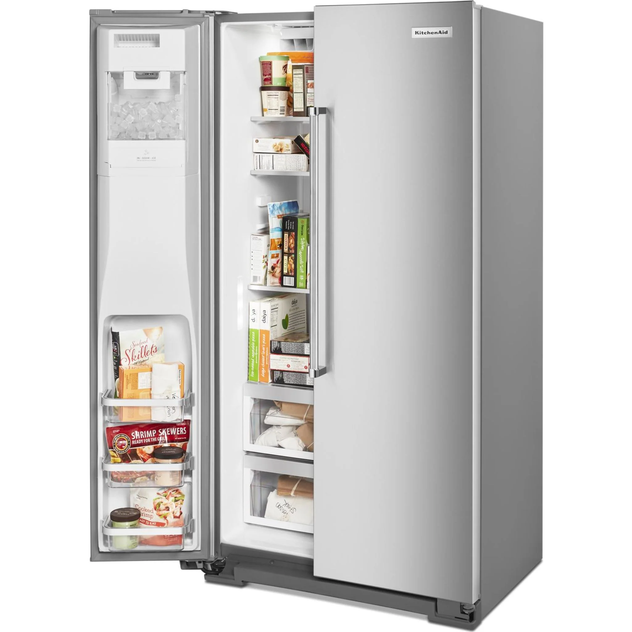 KitchenAid  22.6 cu.. ft. Counter-Depth Side-by-Side Refrigerator with Exterior Ice and Water and PrintShield finish -Stainless Steel  (KRSC703HPS) - Image 22