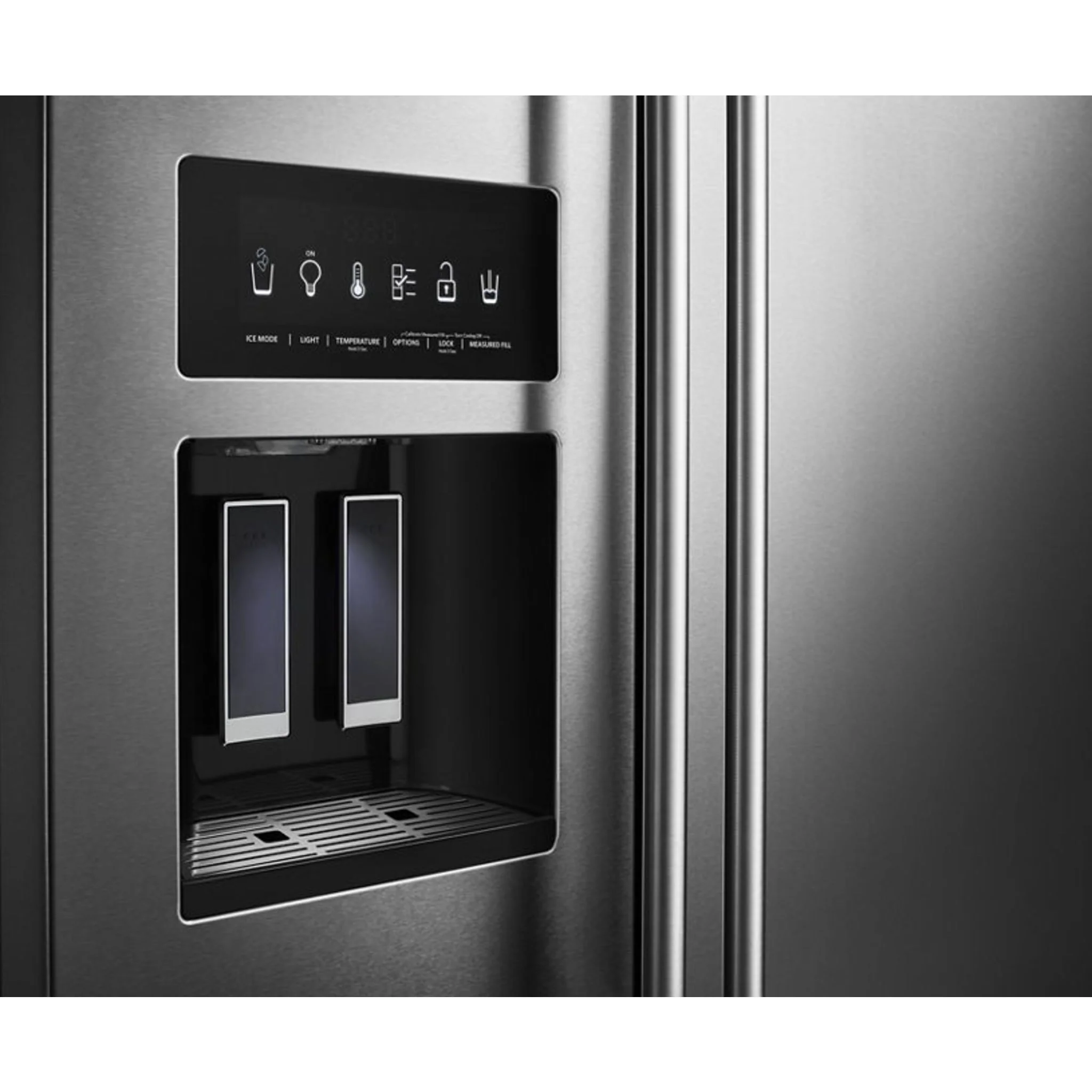 KitchenAid  22.6 cu.. ft. Counter-Depth Side-by-Side Refrigerator with Exterior Ice and Water and PrintShield finish -Stainless Steel  (KRSC703HPS) - Image 36