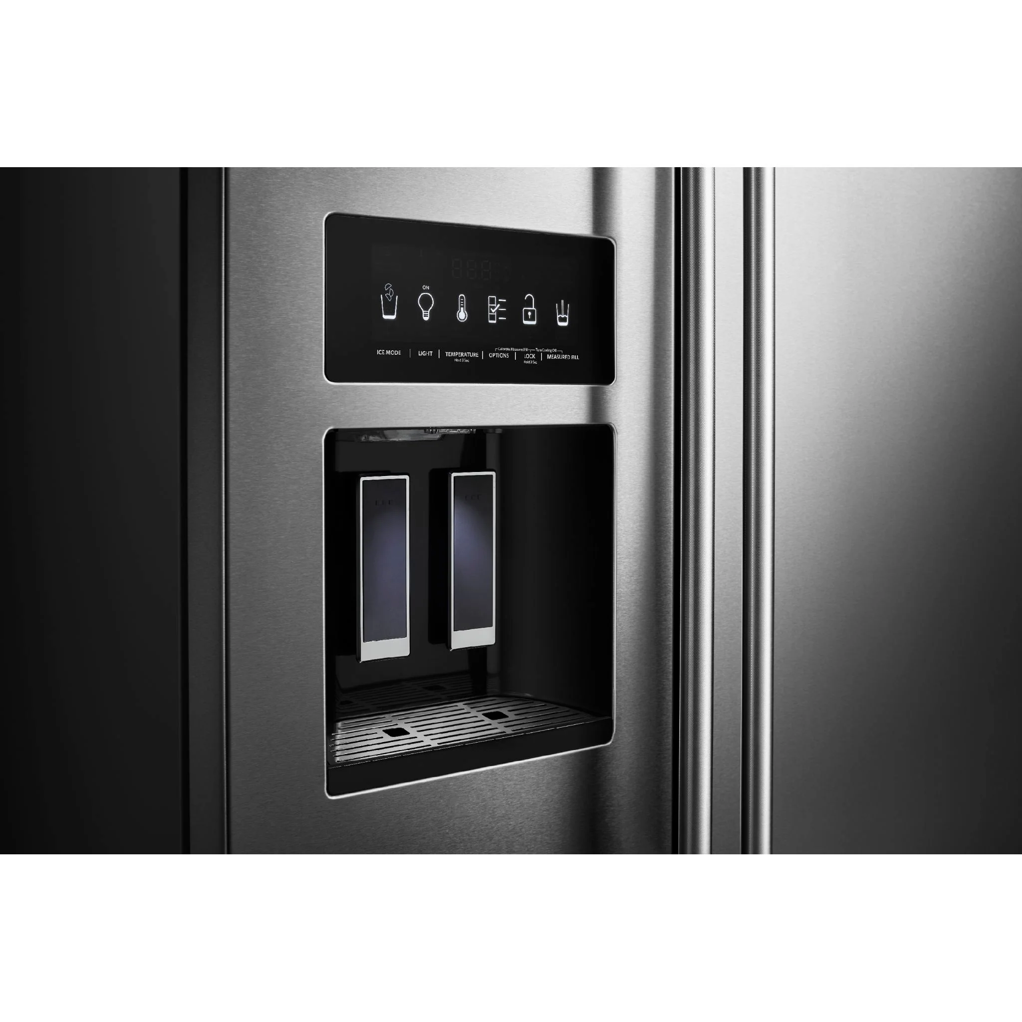 KitchenAid  22.6 cu.. ft. Counter-Depth Side-by-Side Refrigerator with Exterior Ice and Water and PrintShield finish -Stainless Steel  (KRSC703HPS) - Image 8