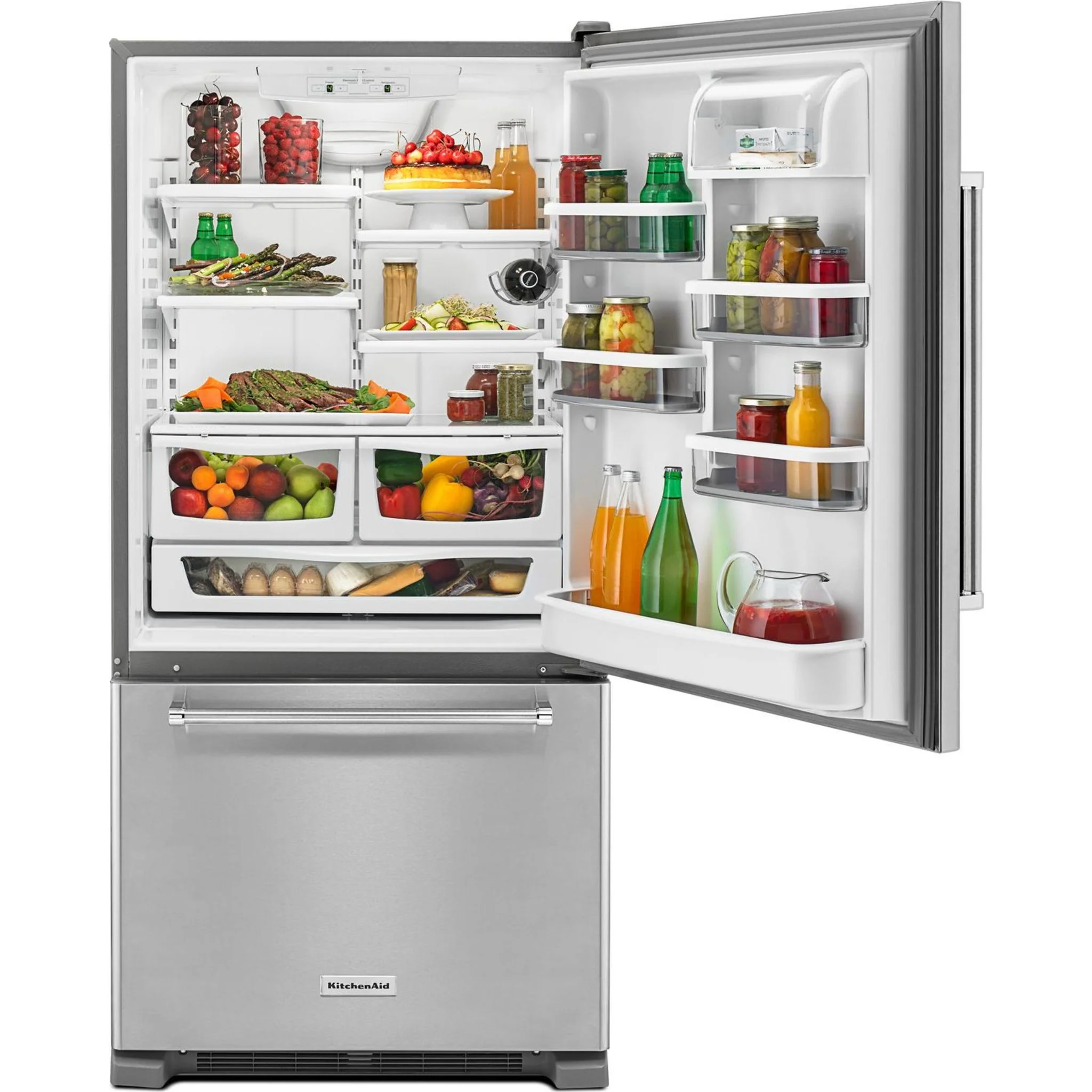 KitchenAid 22 cu.ft. 33" Width Full Depth Non Dispense Bottom Mount Refrigerator - Stainless Steel (KRBR102ESS) - Image 13