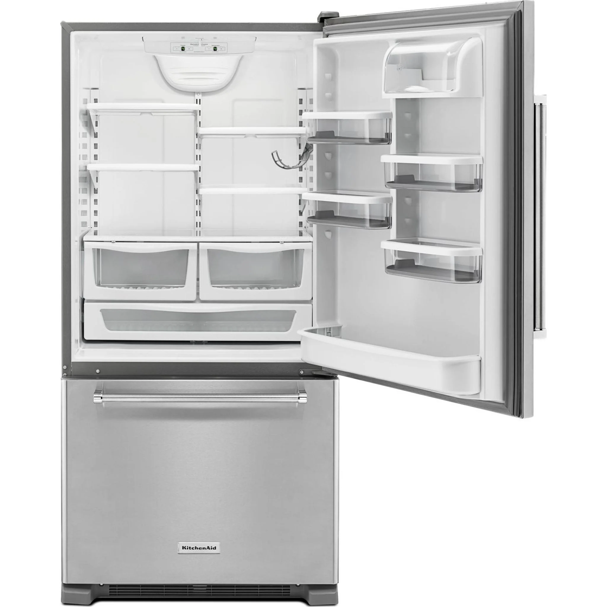 KitchenAid 22 cu.ft. 33" Width Full Depth Non Dispense Bottom Mount Refrigerator - Stainless Steel (KRBR102ESS) - Image 8