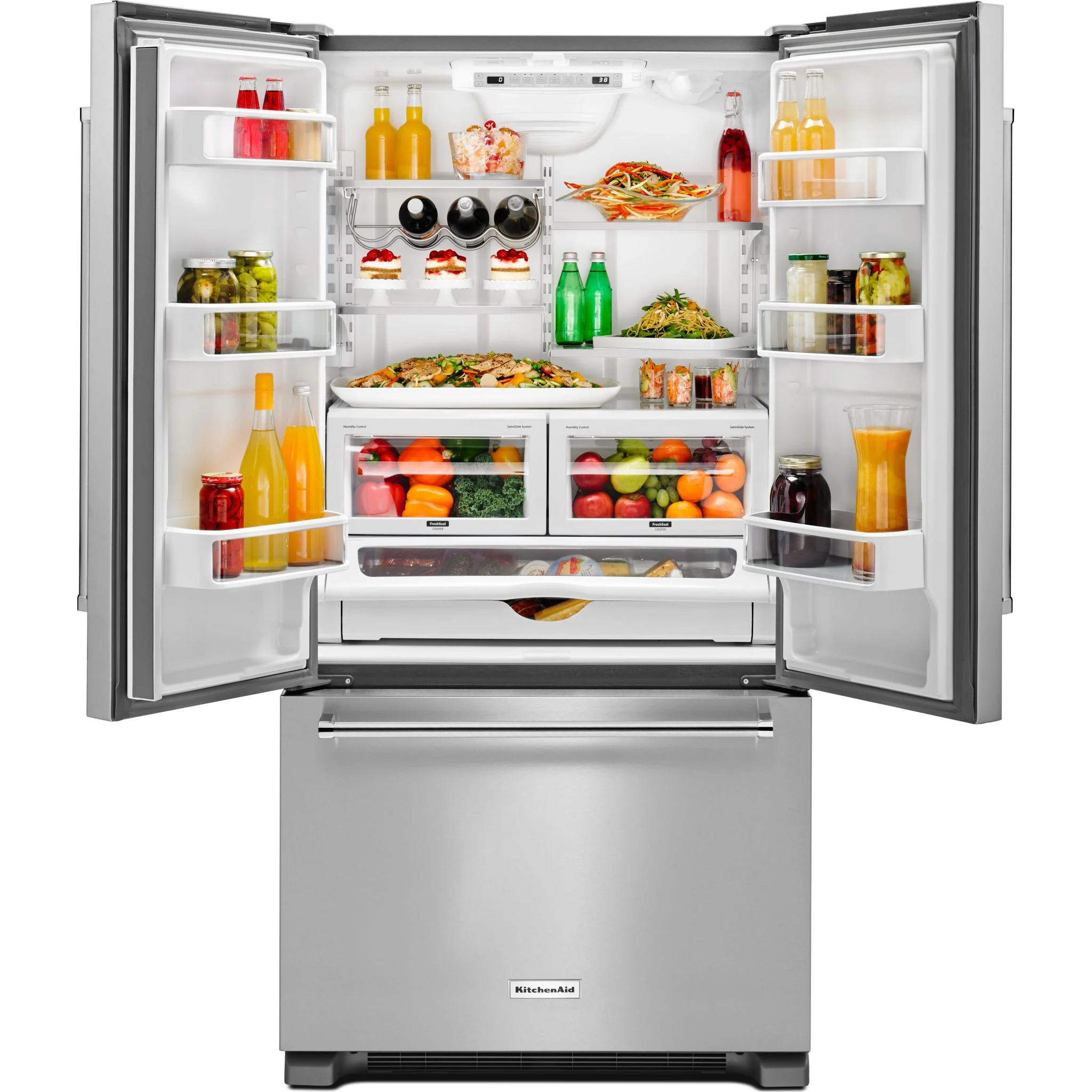 KitchenAid 22 cu.ft. 36-Inch Width Counter Depth French Door Refrigerator with Interior Dispense -Stainless Steel (KRFC302ESS) - Image 10