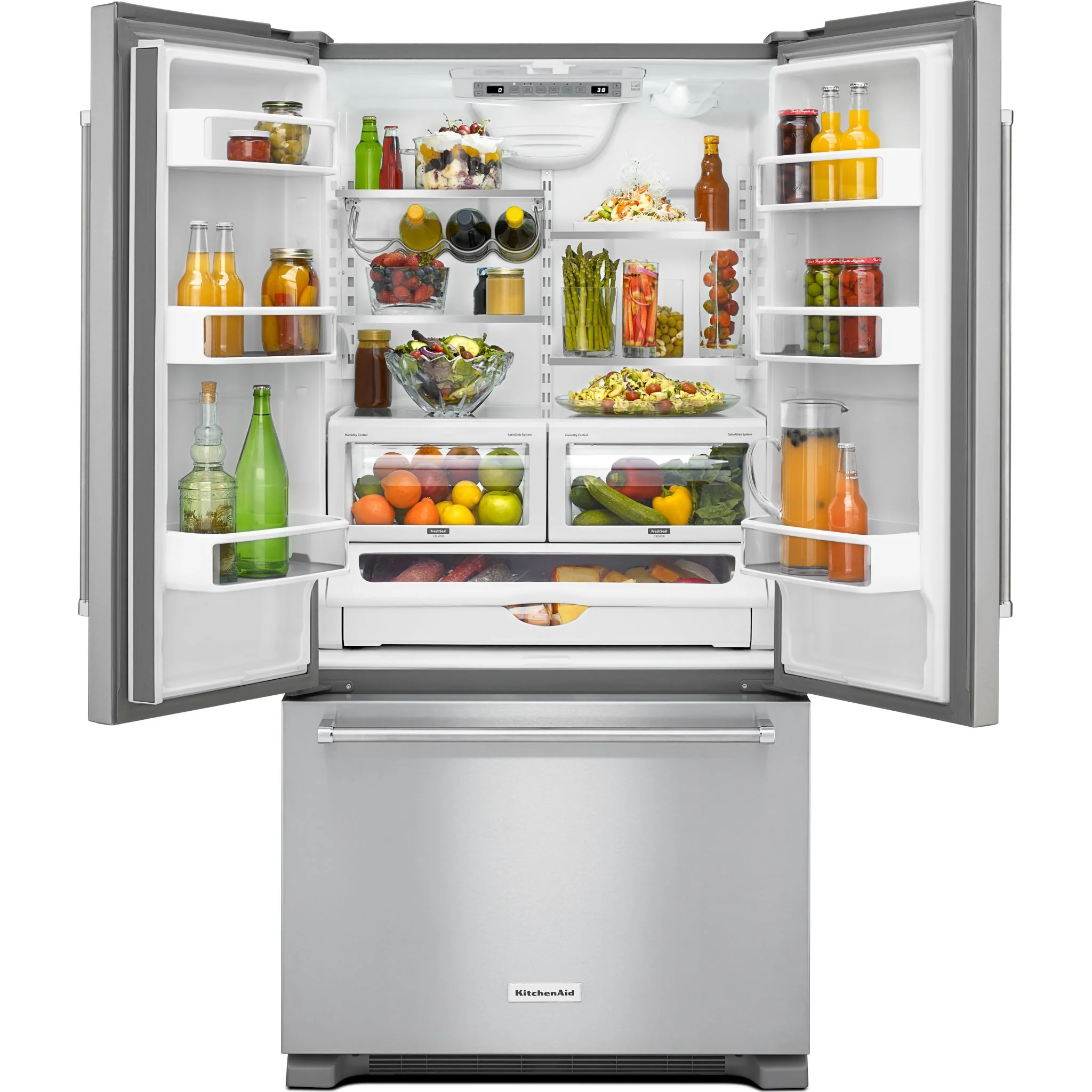 KitchenAid 22 cu.ft. 36-Inch Width Counter Depth French Door Refrigerator with Interior Dispense -Stainless Steel (KRFC302ESS) - Image 11