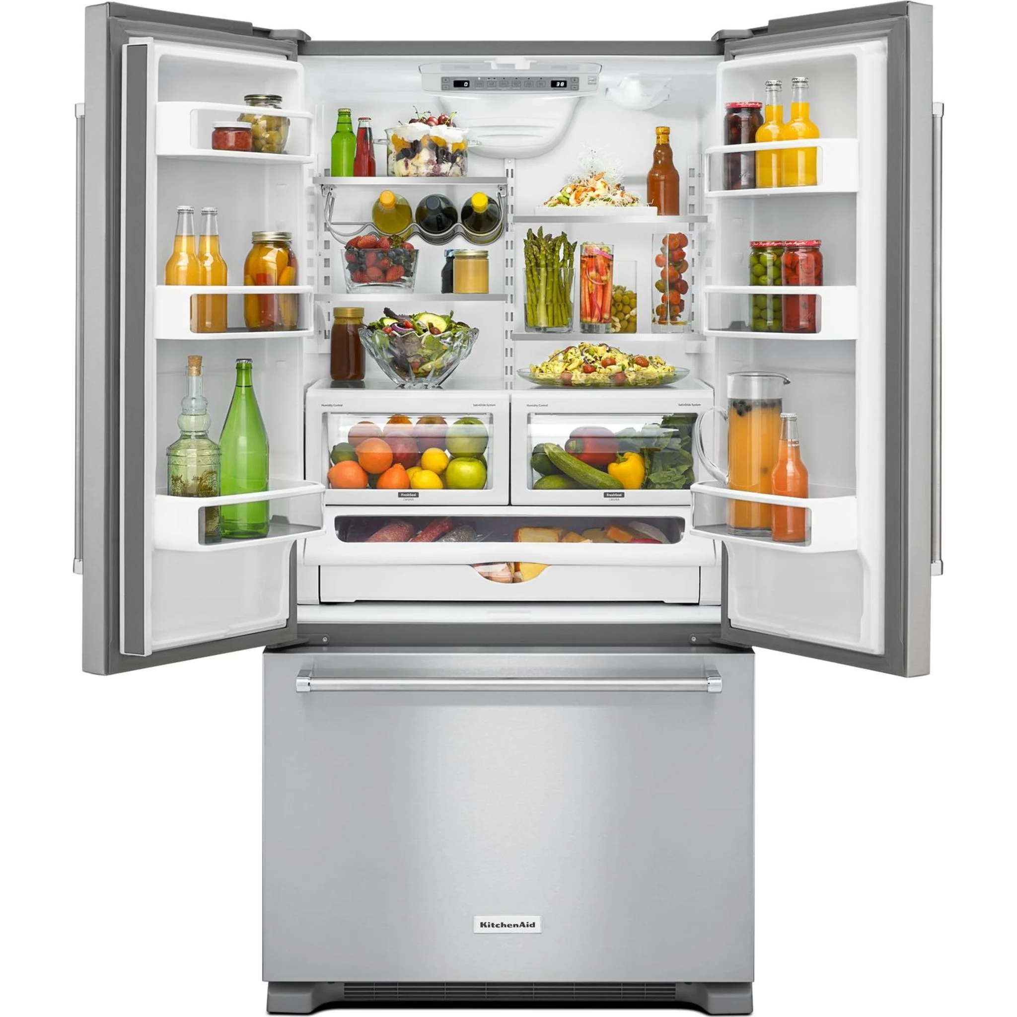 KitchenAid 22 cu.ft. 36-Inch Width Counter Depth French Door Refrigerator with Interior Dispense -Stainless Steel (KRFC302ESS) - Image 21